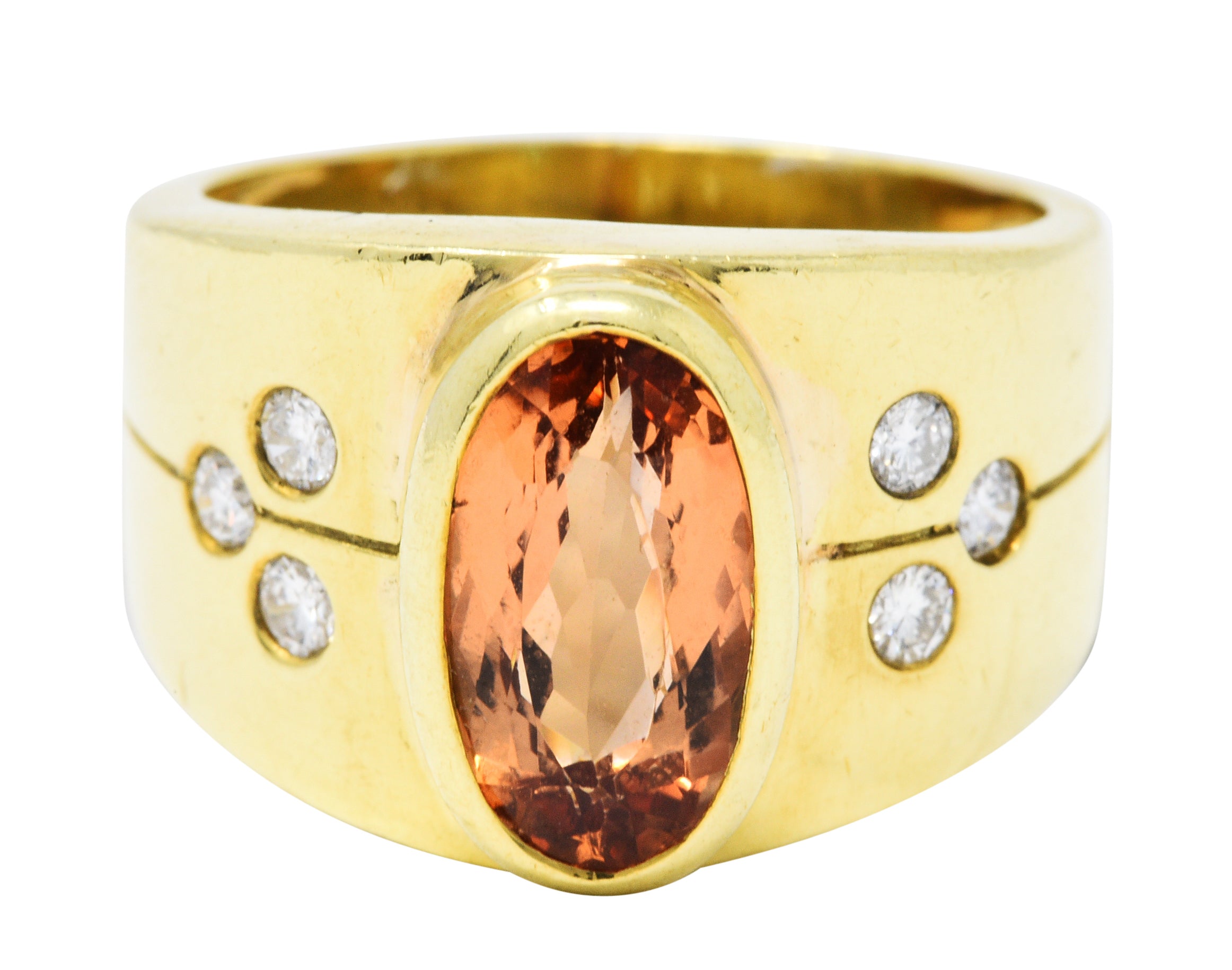 1970's Vintage Imperial Topaz Diamond 18 Karat Gold Band RingRing - Wilson's Estate Jewelry