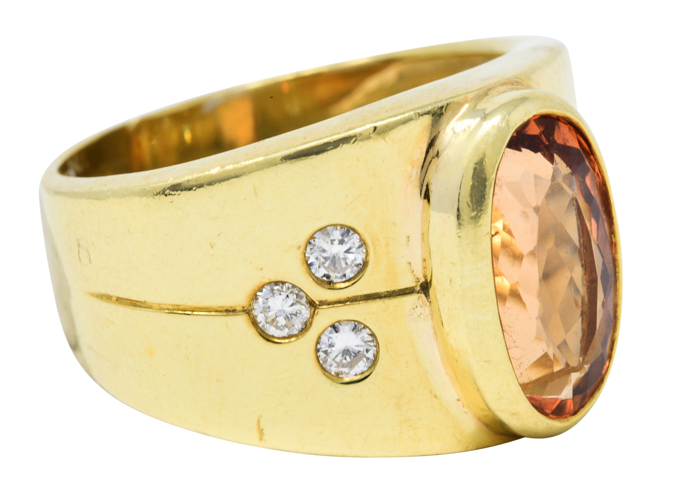 1970's Vintage Imperial Topaz Diamond 18 Karat Gold Band RingRing - Wilson's Estate Jewelry