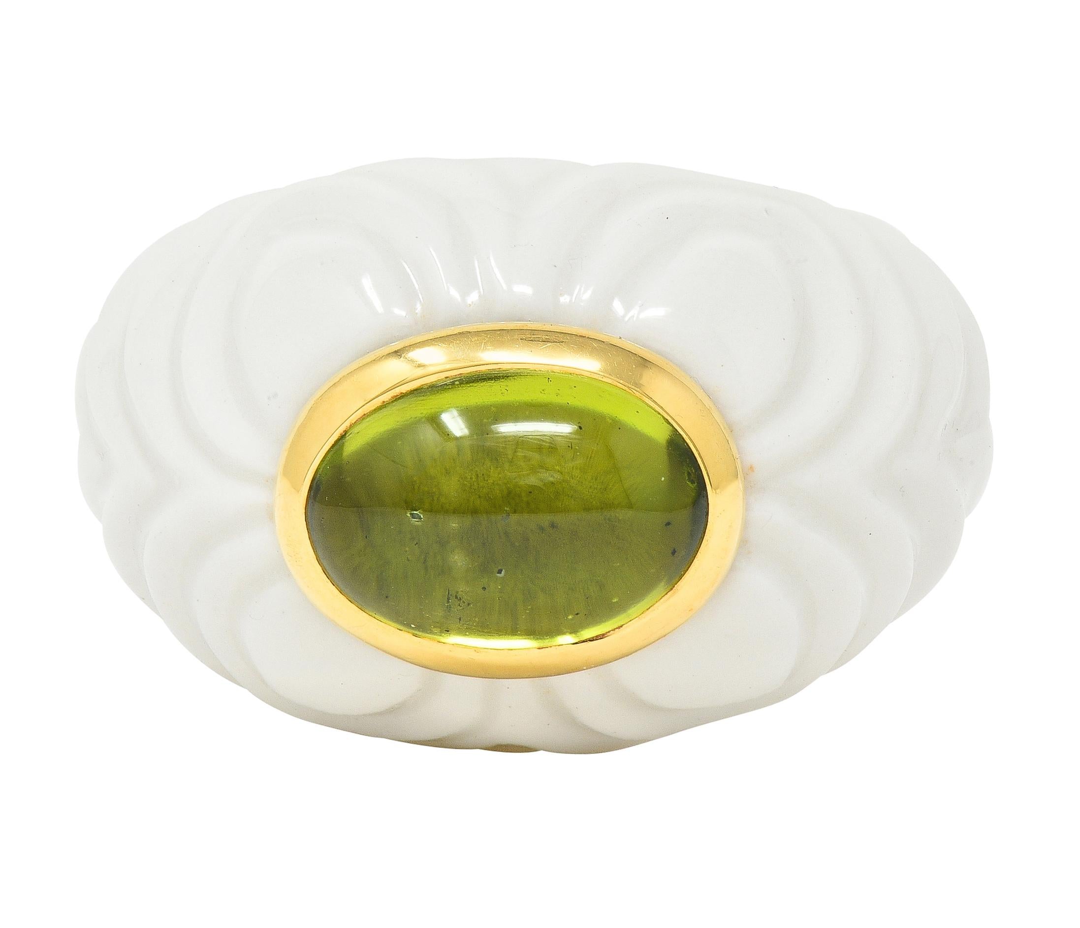 Bulgari Peridot Ceramic 18 Karat Gold Mediterranean Eden Sassi Vintage Ring