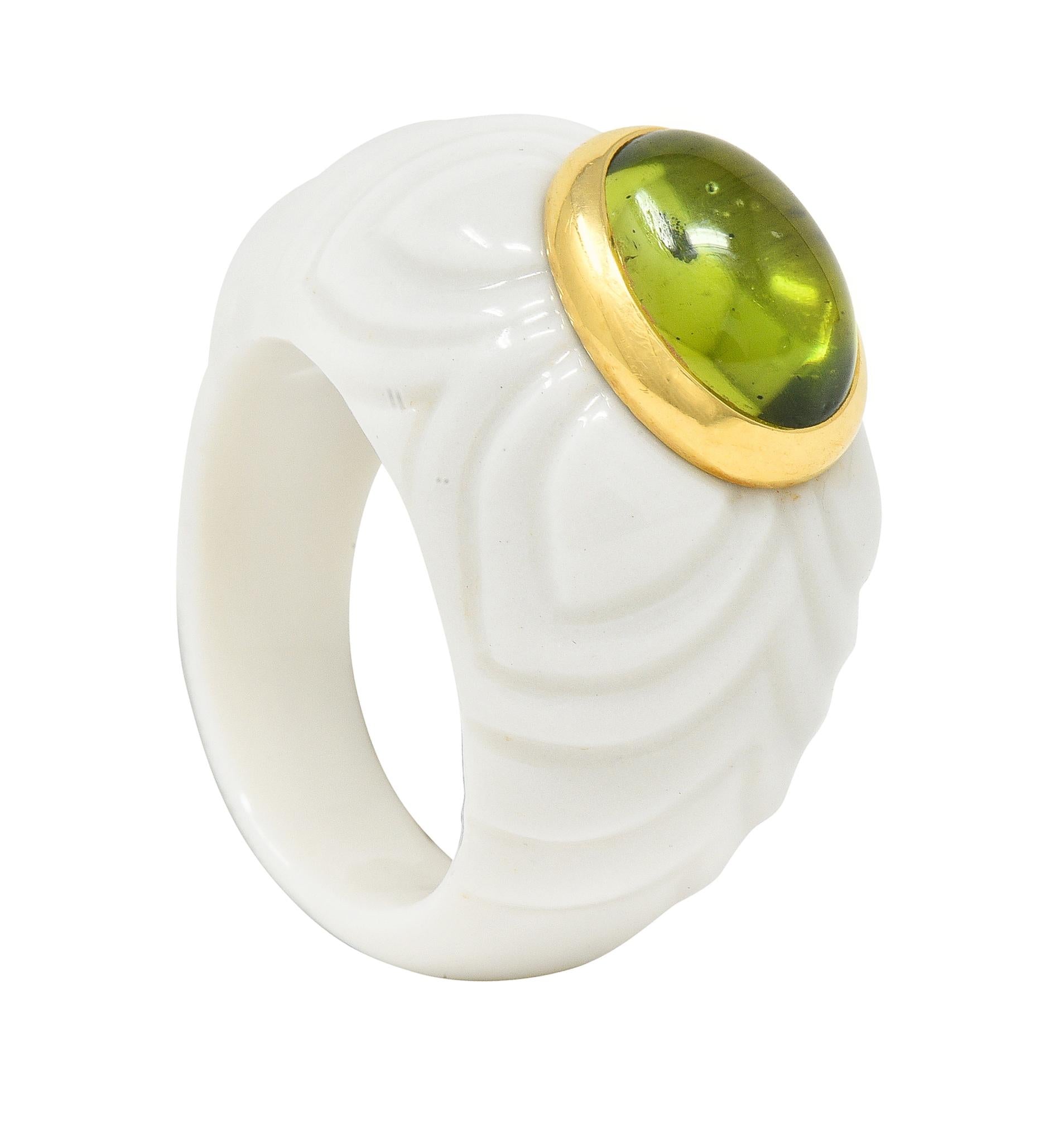 Bulgari Peridot Ceramic 18 Karat Gold Mediterranean Eden Sassi Vintage Ring