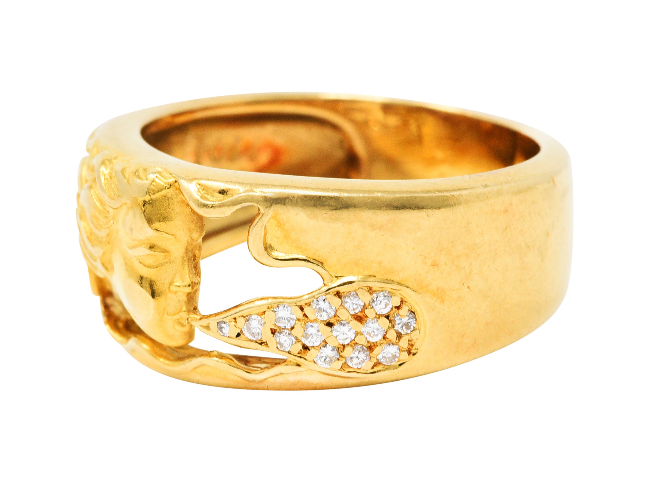 Carrera Y Carrera Diamond 18 Karat Gold Wind Nymph Blowing Band RingRing - Wilson's Estate Jewelry