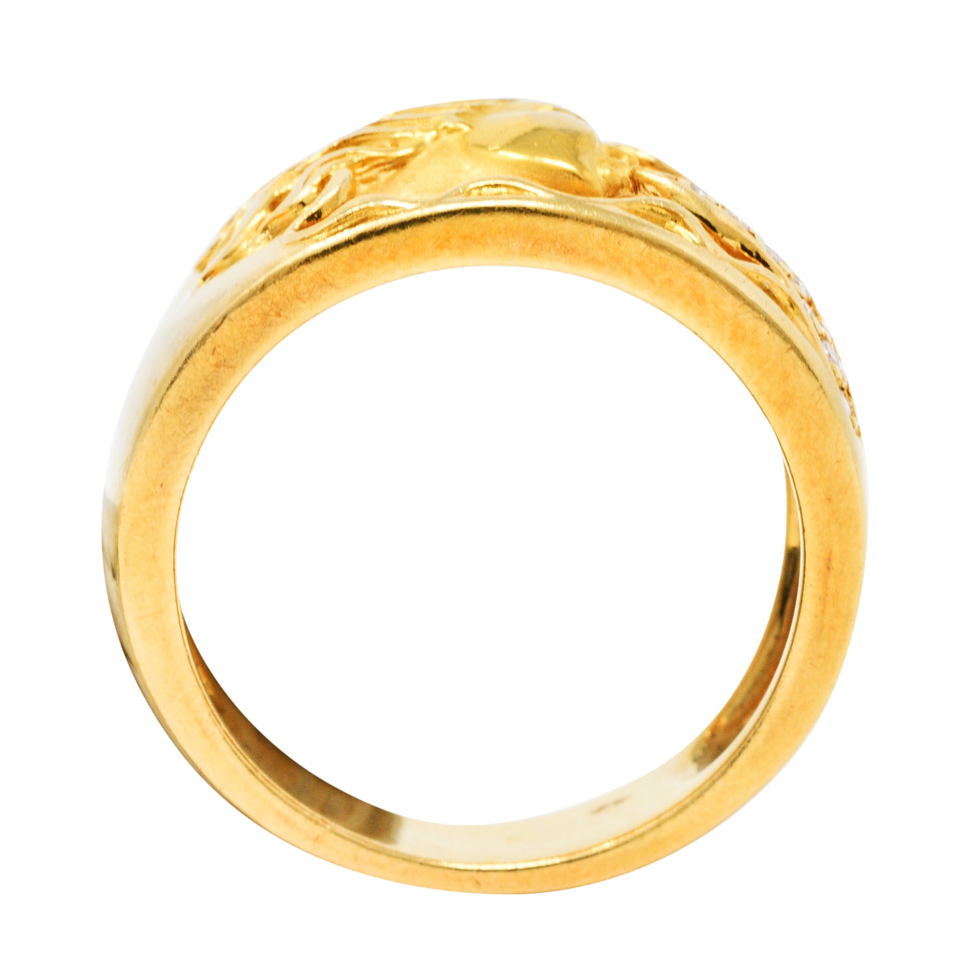 Carrera Y Carrera Diamond 18 Karat Gold Wind Nymph Blowing Band RingRing - Wilson's Estate Jewelry