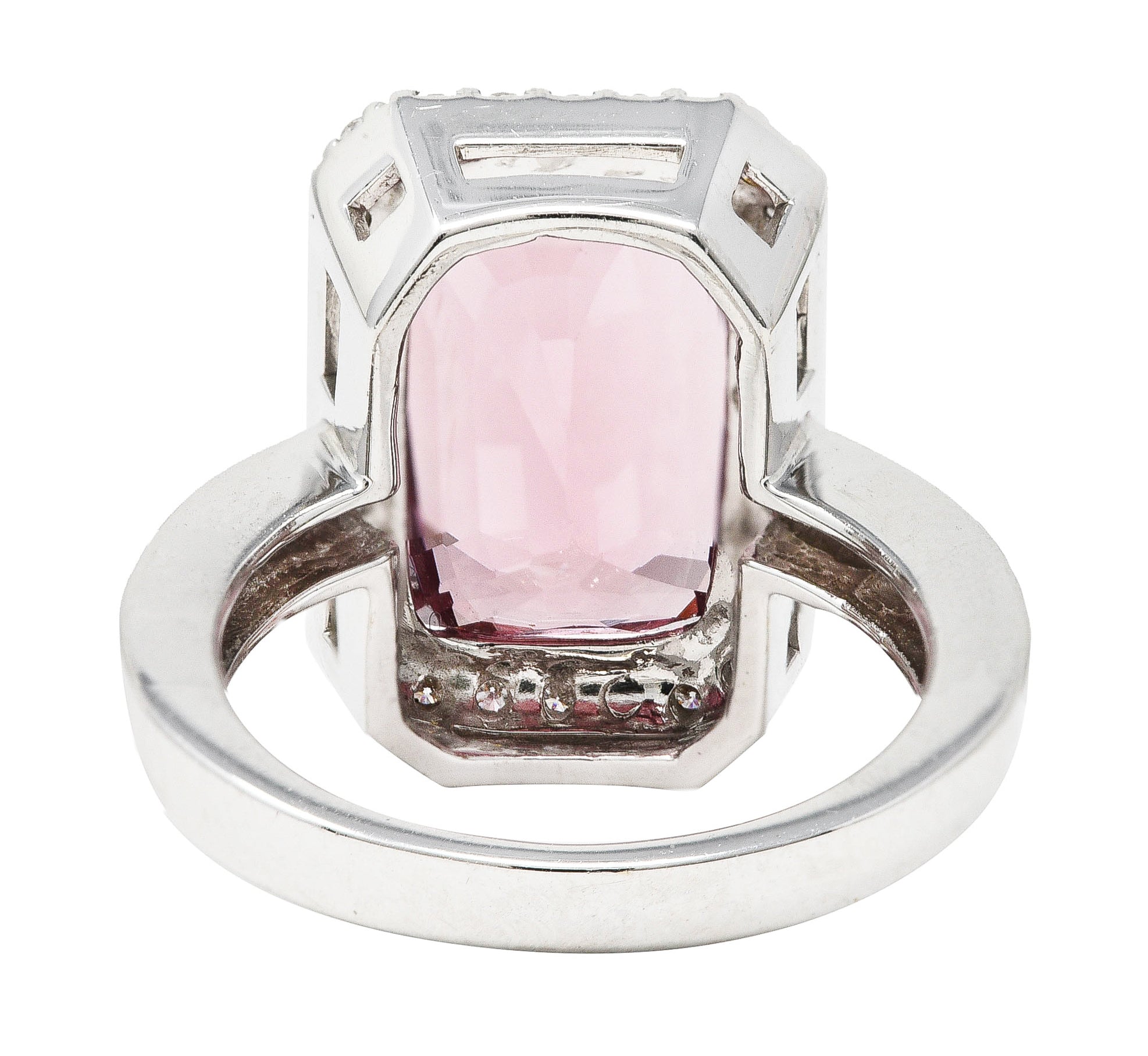 6.52 CTW Cushion Cut Spinel Diamond 18 Karat White Gold Halo Cocktail Ring Wilson's Estate Jewelry