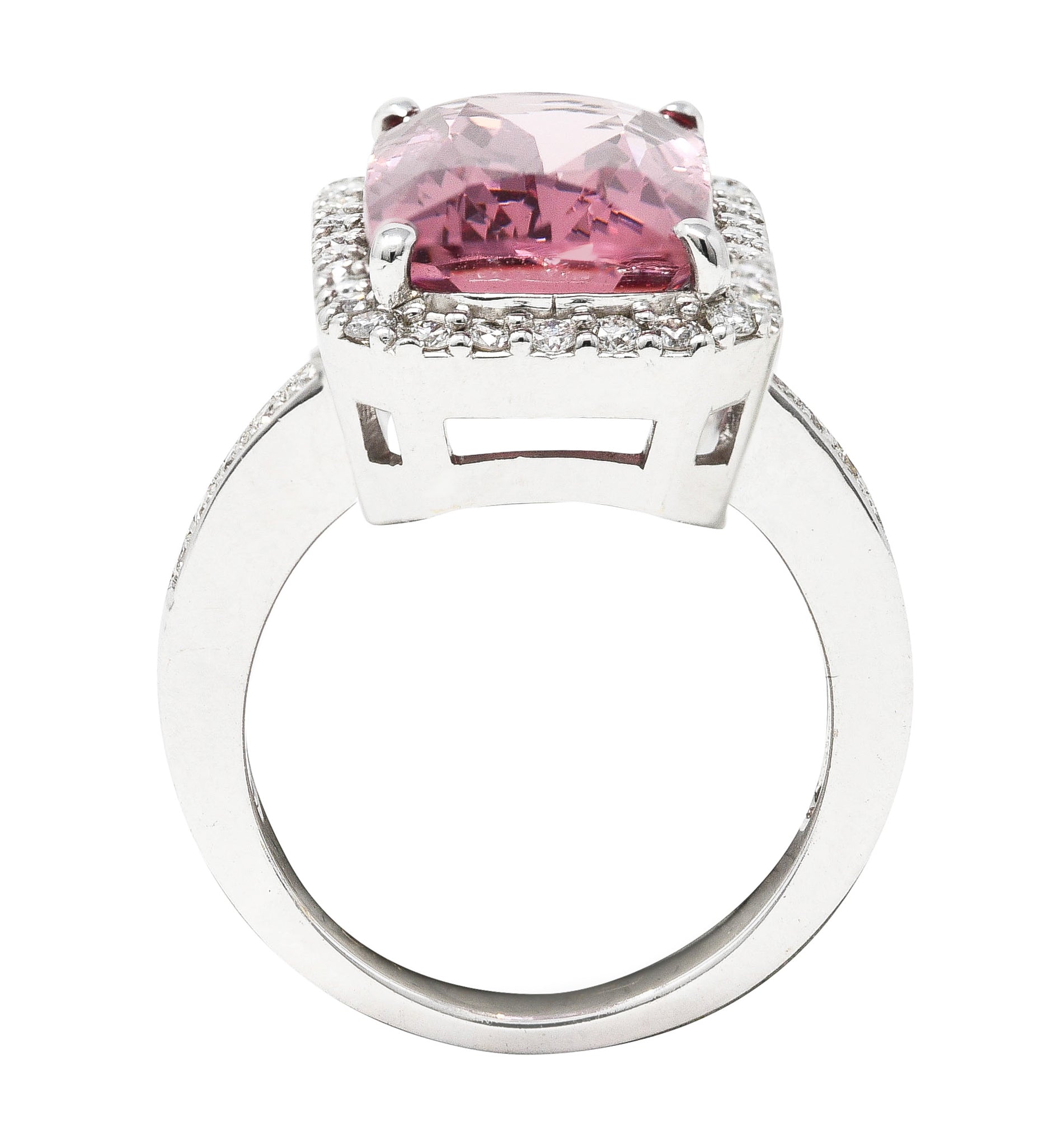 6.52 CTW Cushion Cut Spinel Diamond 18 Karat White Gold Halo Cocktail Ring Wilson's Estate Jewelry