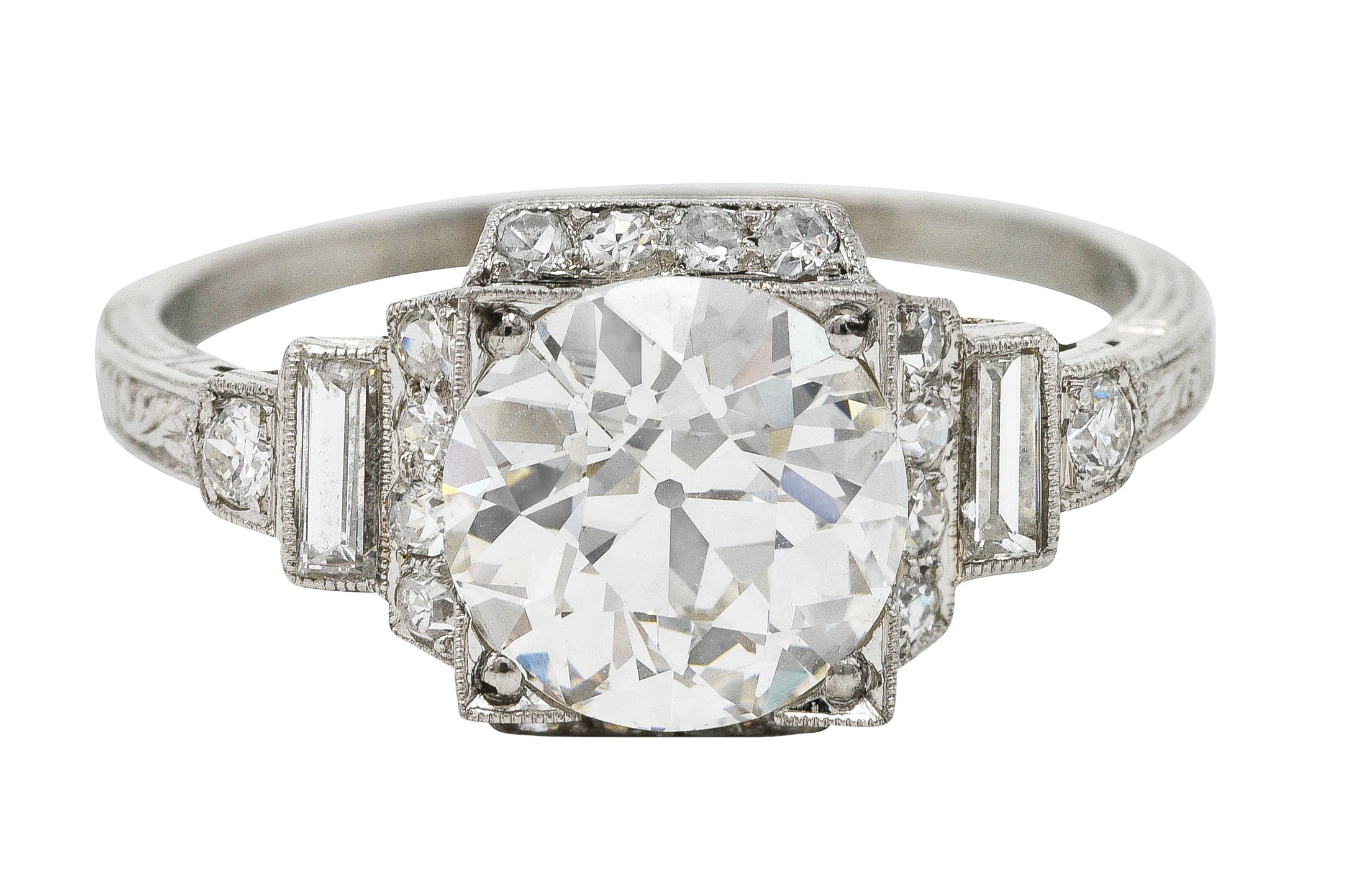 Art Deco 2.50 CTW Old European Diamond Platinum Engagement Ring GIA Wilson's Estate Jewelry