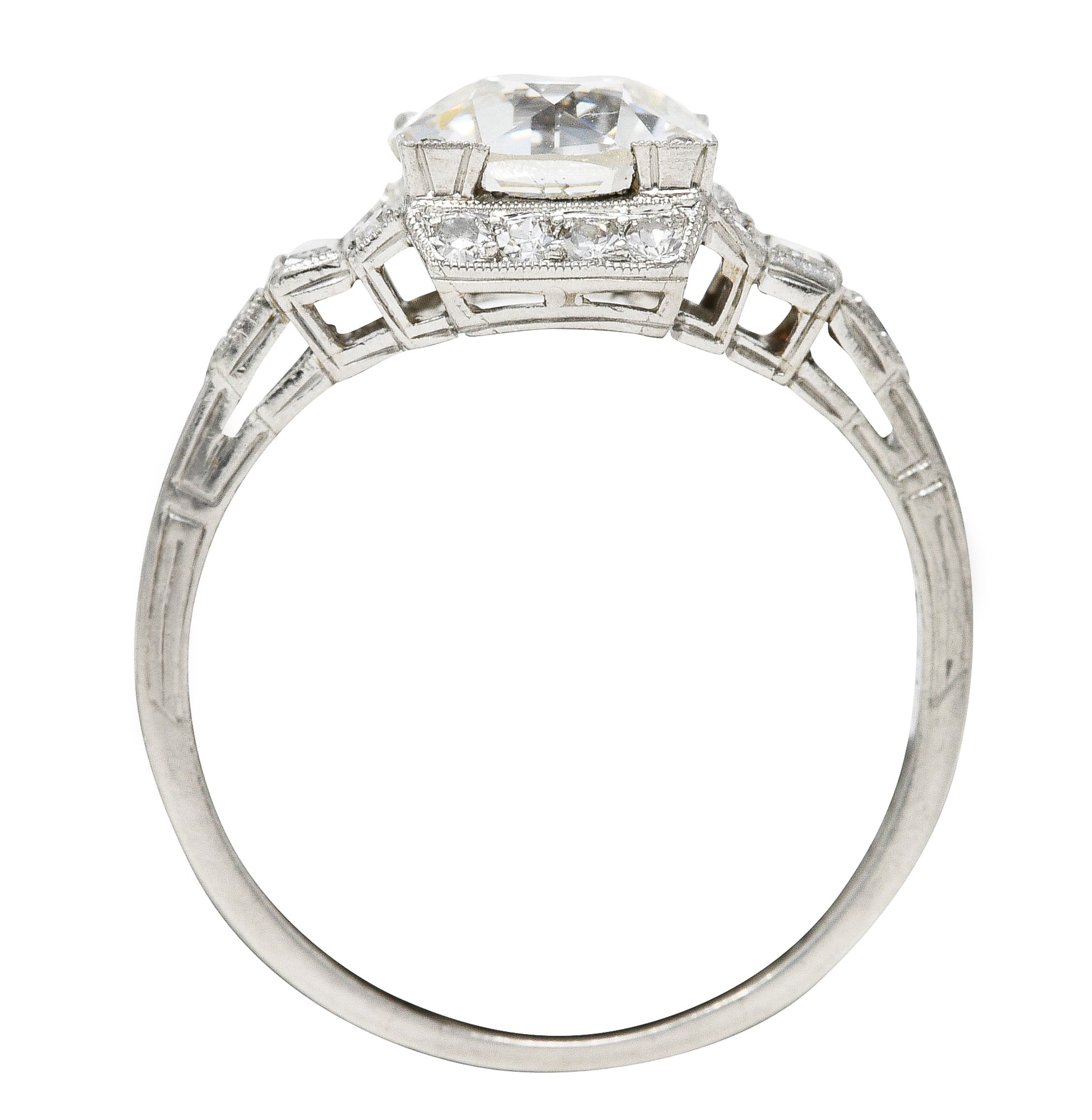 Art Deco 2.50 CTW Old European Diamond Platinum Engagement Ring GIA Wilson's Estate Jewelry