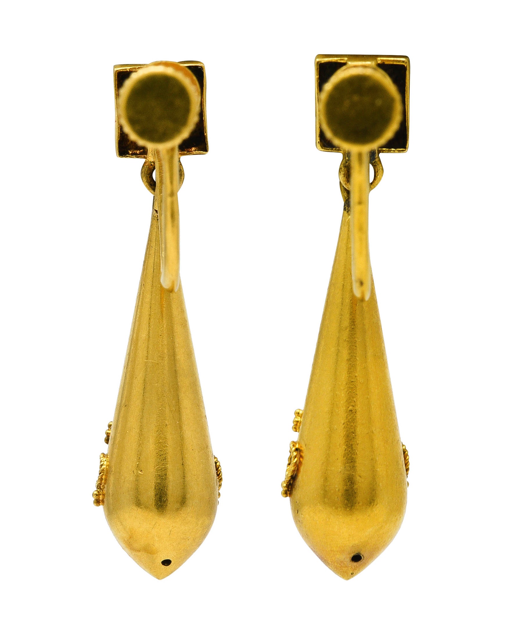 Victorian Etruscan Revival 14 Karat Yellow Gold Screw-Back Antique Earrings Wilson's Estate Jewelry