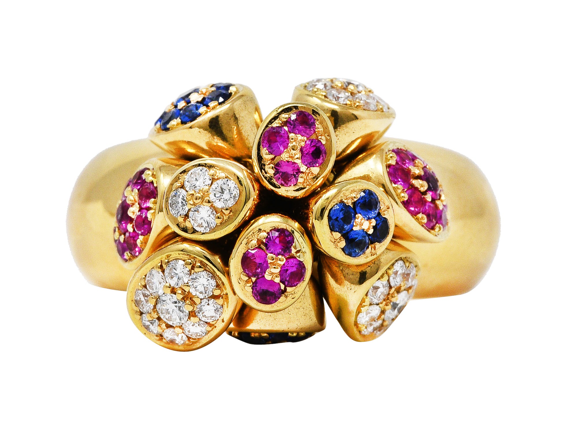 Michael Bondanza 2.00 CTW Ruby Diamond Sapphire 18 Karat Yellow Gold Tremblant RingRing - Wilson's Estate Jewelry