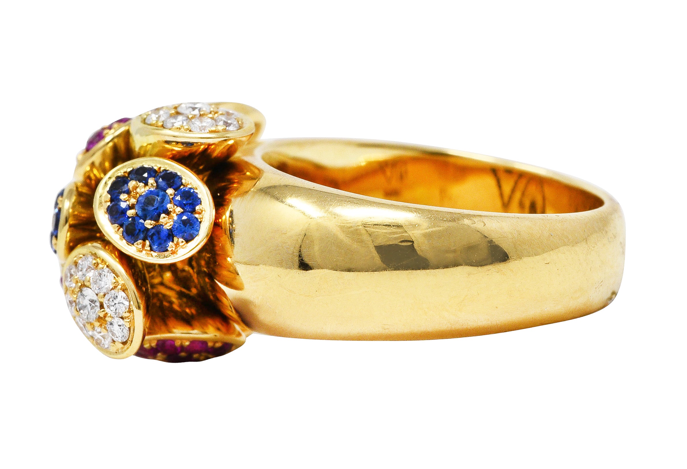 Michael Bondanza 2.00 CTW Ruby Diamond Sapphire 18 Karat Yellow Gold Tremblant RingRing - Wilson's Estate Jewelry