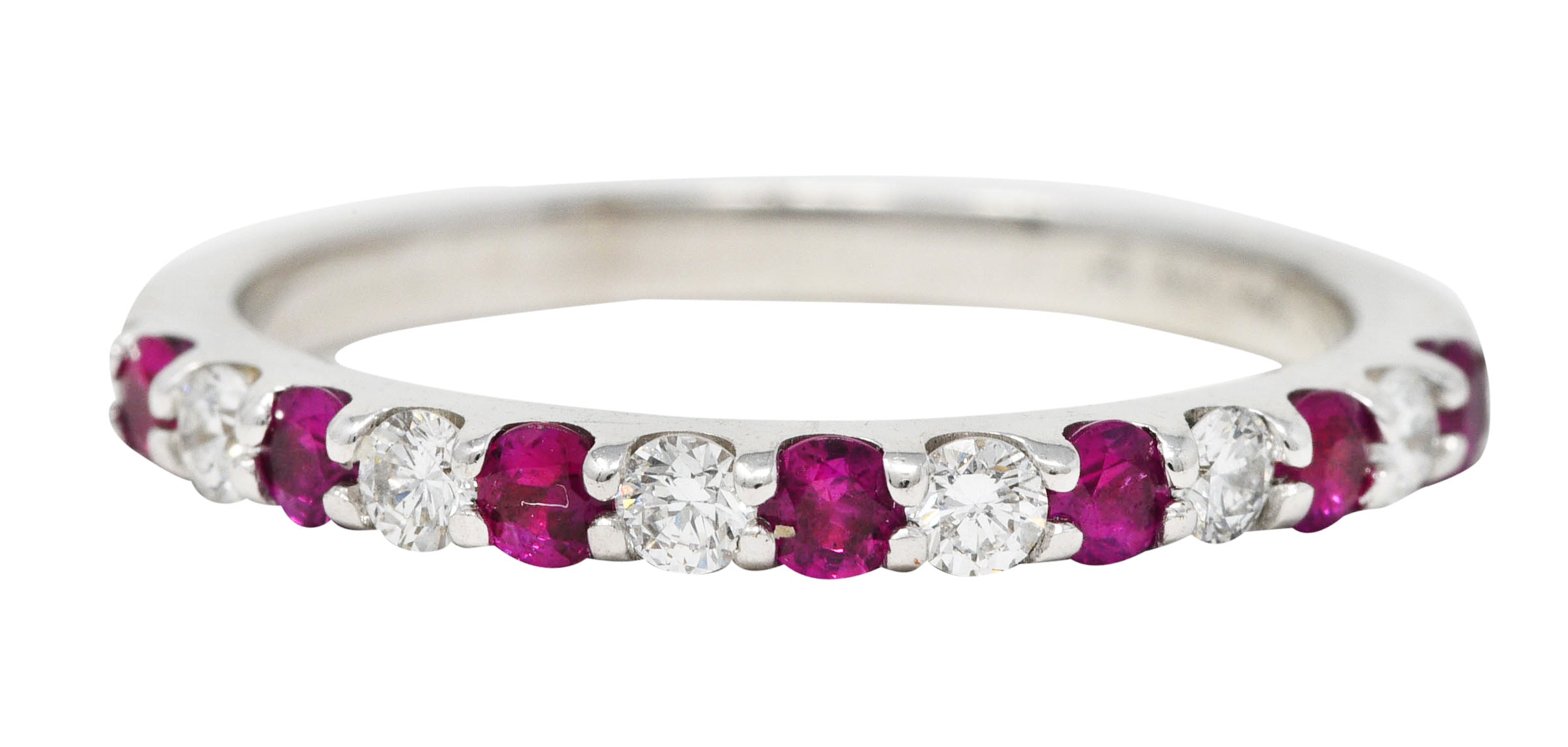 Contemporary Ruby Diamond 14 Karat White Gold Stacking Band Ring Wilson's Estate Jewelry