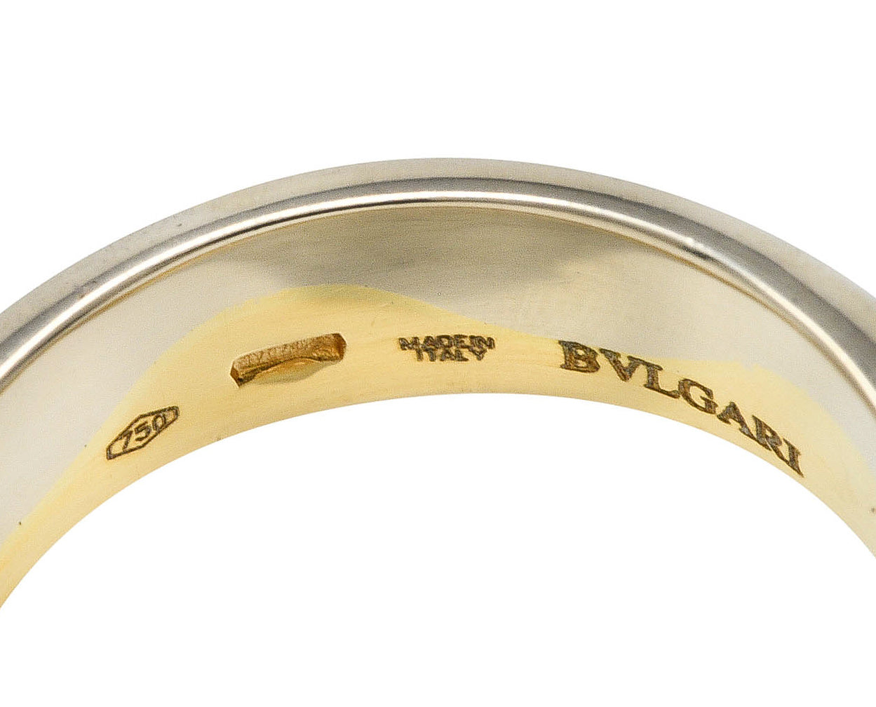 Bulgari 18 Karat Two-Tone Gold Onda Vintage Band Ring Wilson's Estate Jewelry