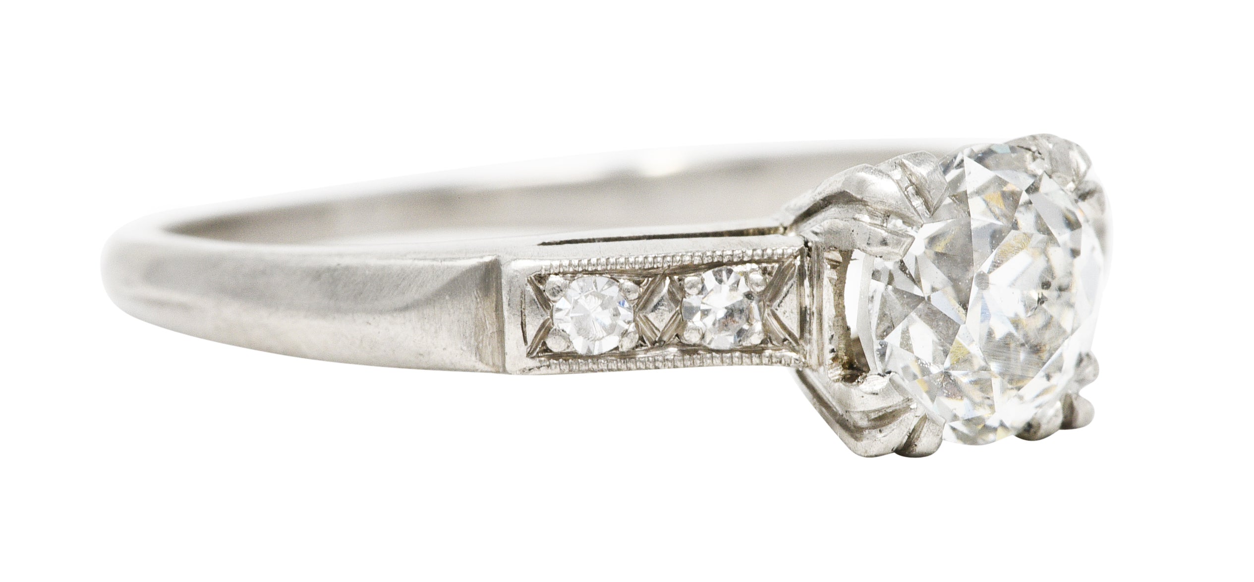 Art Deco 0.99 CTW Old European Diamond Platinum Engagement Ring GIA Wilson's Estate Jewelry