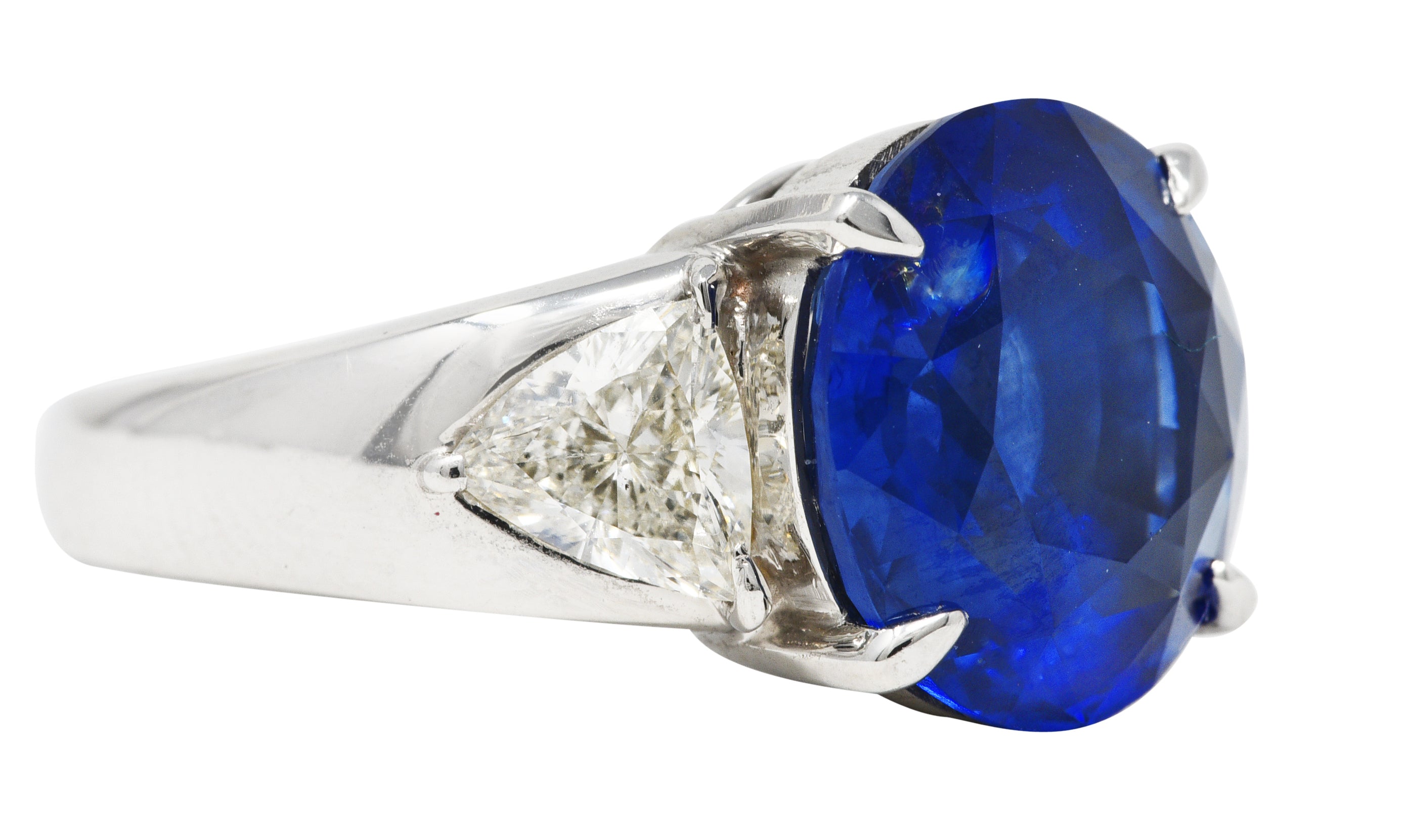 Contemporary 7.55 CTW Ceylon Sapphire Diamond Platinum Unisex Gemstone Ring GIA Wilson's Estate Jewelry