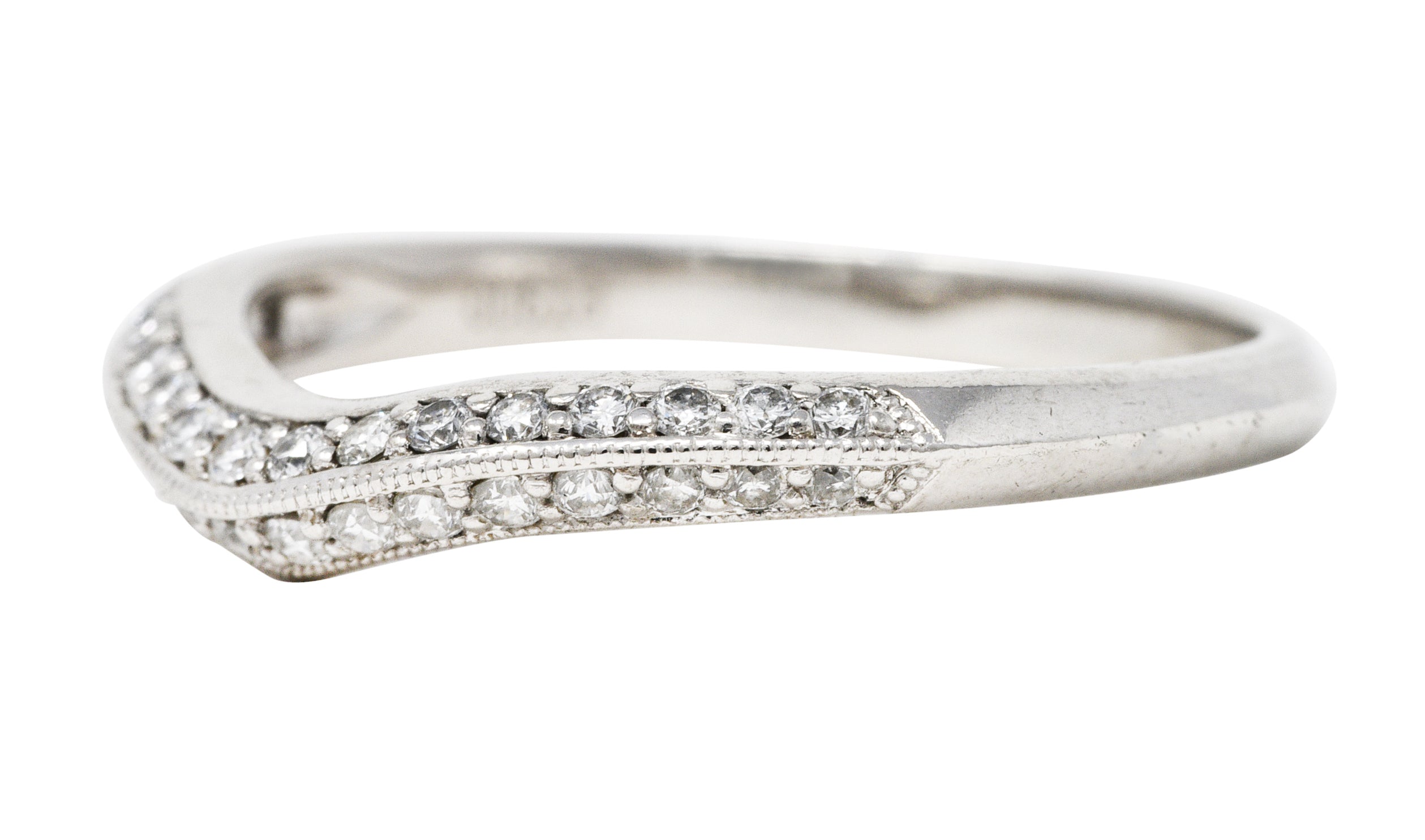 Contour 0.50 CTW Diamond Platinum Chevron Band RingRings - Wilson's Estate Jewelry