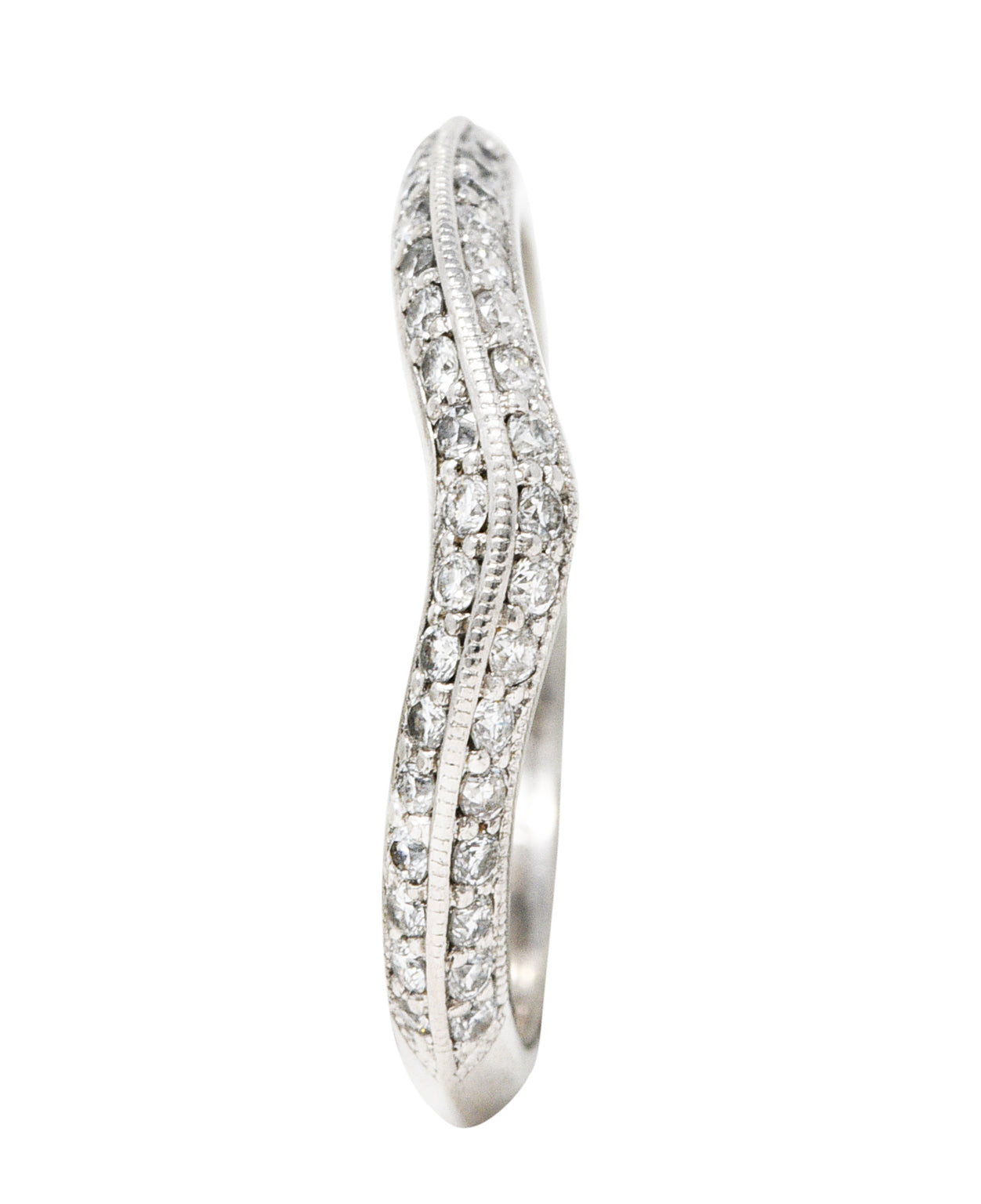 Contour 0.50 CTW Diamond Platinum Chevron Band RingRings - Wilson's Estate Jewelry