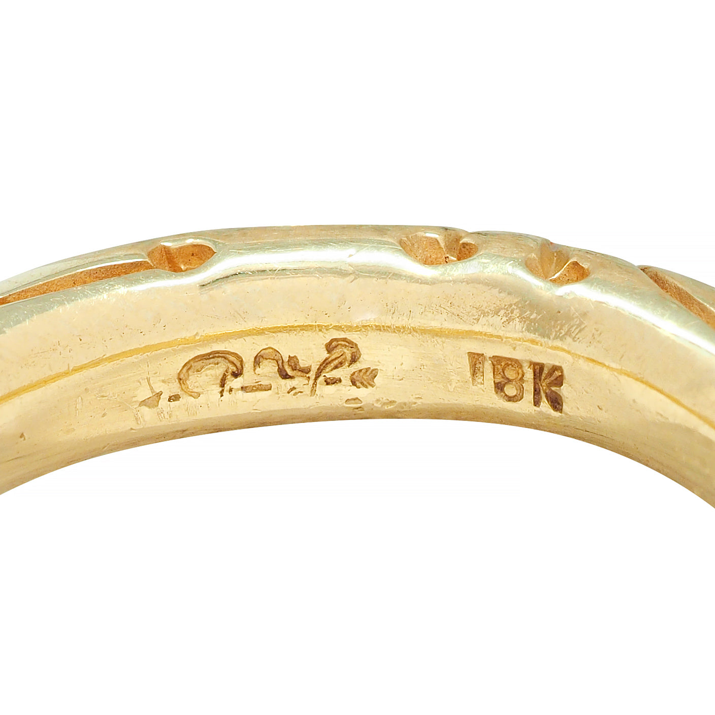 Vintage Diamond 18 Karat Yellow Gold Scroll Band Ring