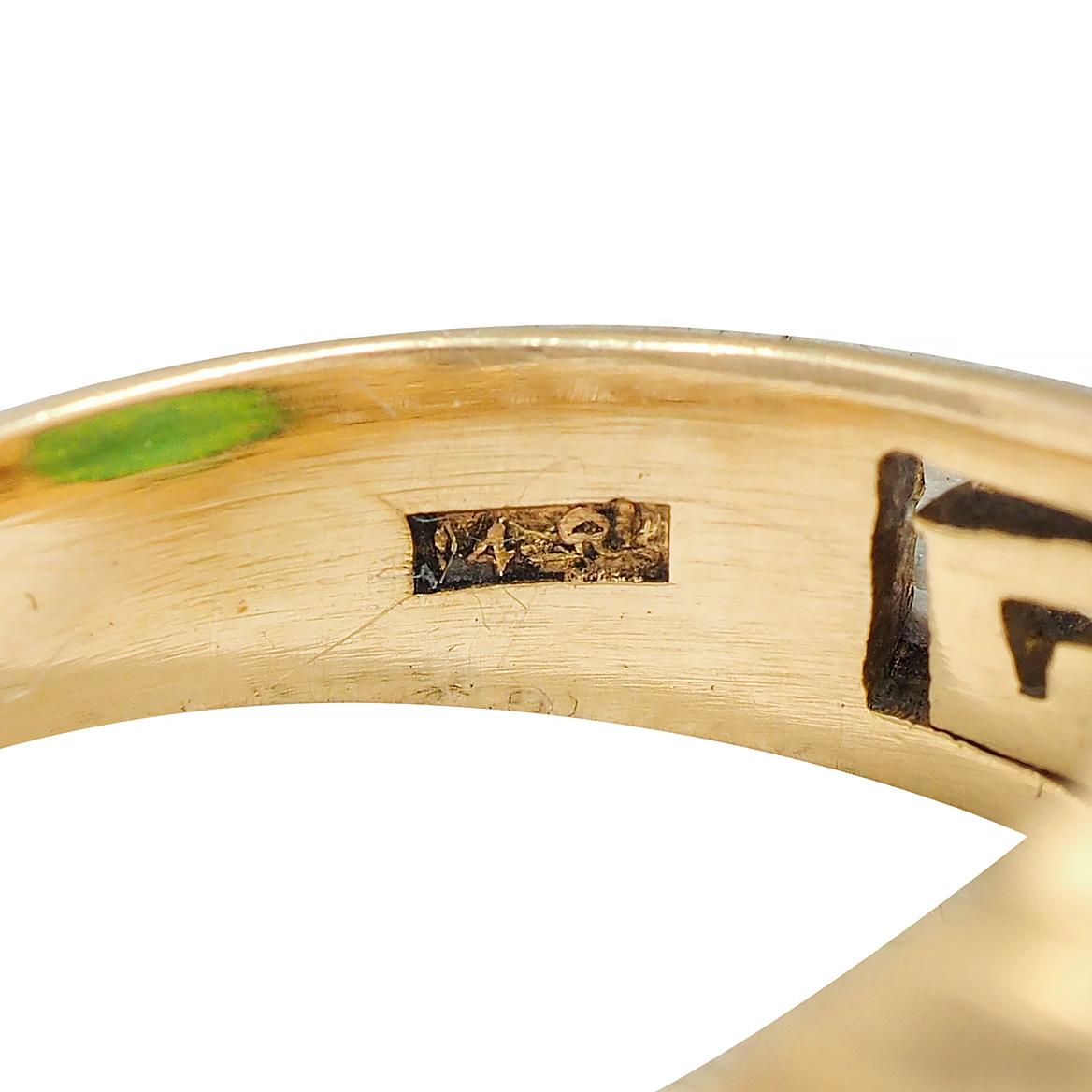 Art Deco Natural Jade 14 Karat Yellow Gold Greek Key Antique Signet Ring GIA