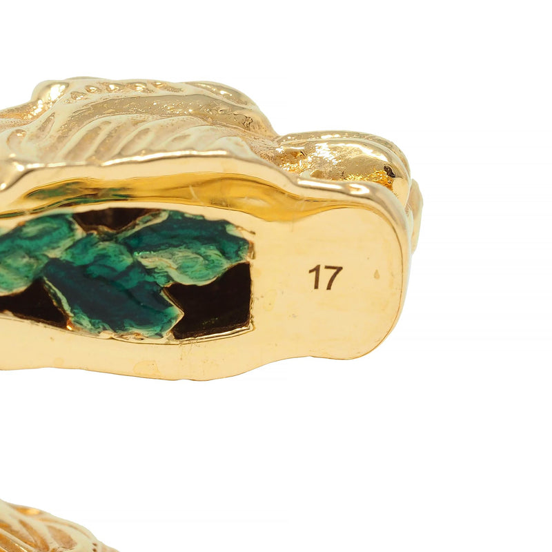 Gucci 2016 Tsavorite Enamel 18 Karat Yellow Gold Dionysus Tiger Cuff Bracelet