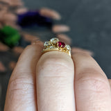 1900 Victorian 1.90 CTW Diamond Ruby 14 Karat Yellow Gold Bypass Ring Wilson's Antique & Estate Jewelry