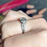 Belle Epoque Antique 2.28 CTW Old European Diamond Platinum Bow Engagement Ring GIA Wilson's Estate Jewelry