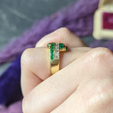 Vintage 1.50 CTW Emerald Diamond 18 Karat Yellow Gold Channel Band Ring Wilson's Estate Jewelry
