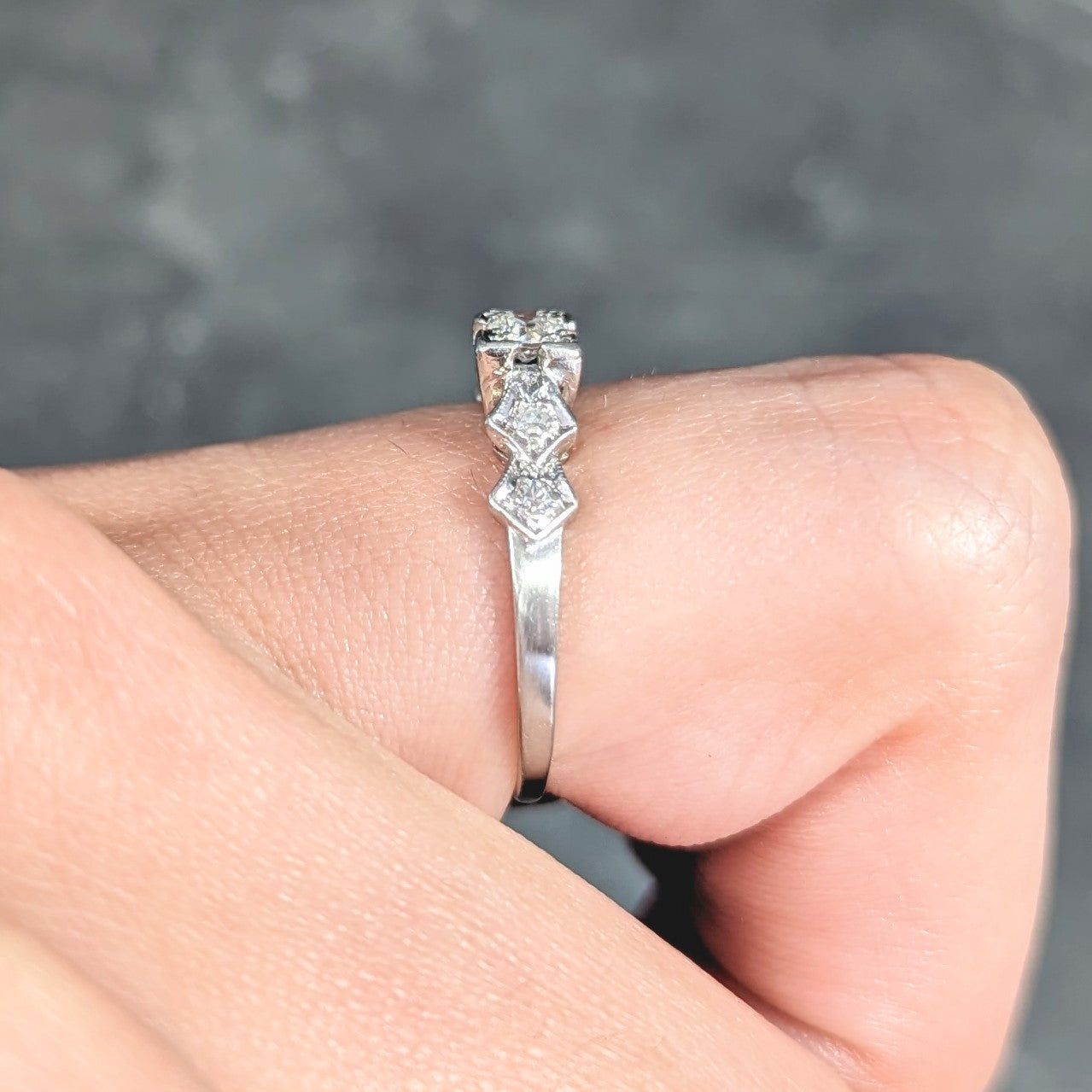 Art Deco Old European Cut Diamond Platinum Foliate Vintage Engagement Ring Wilson's Estate Jewelry