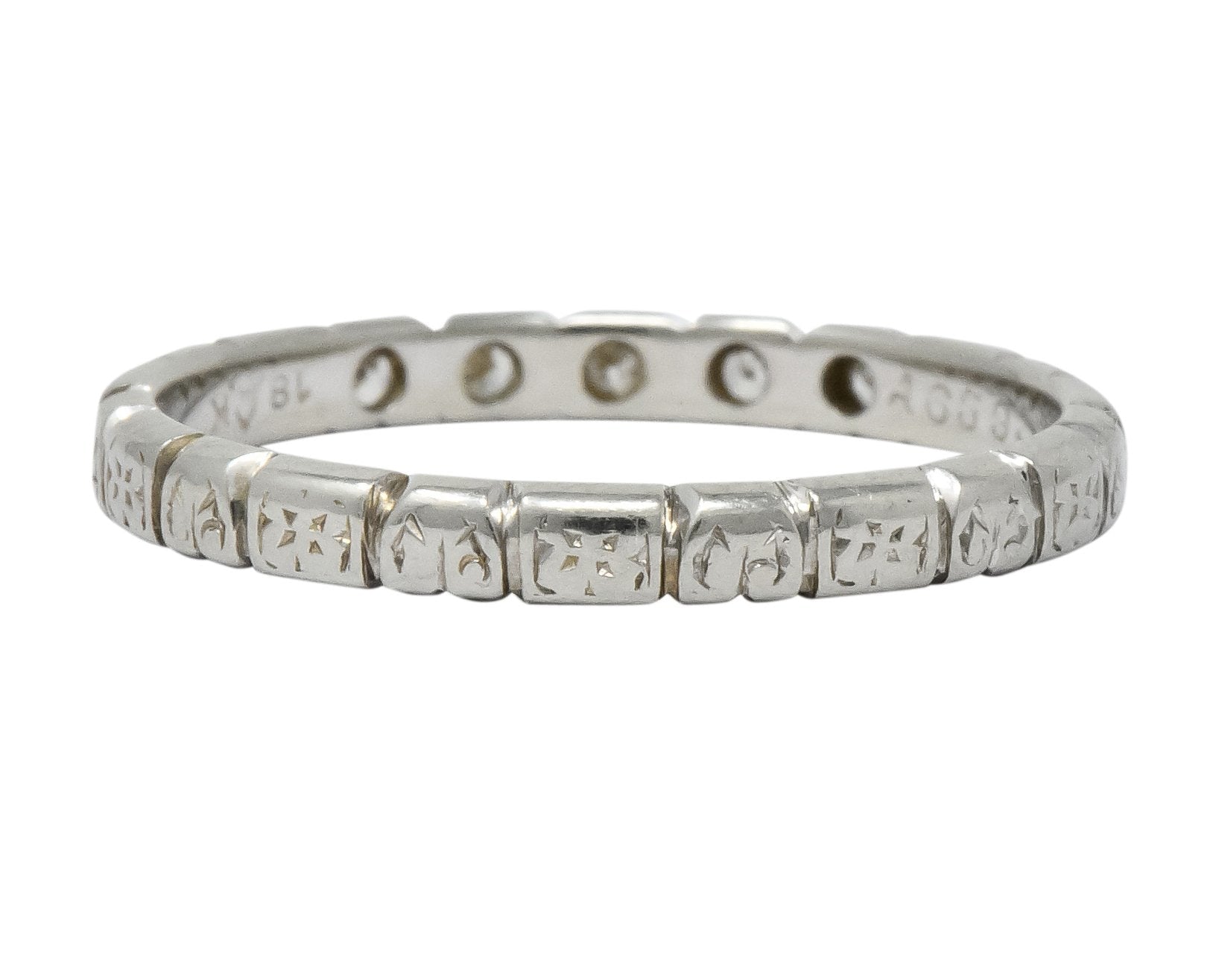 Abel Bros. & Co. Art Deco Diamond 18 Karat White Gold Stackable Band Ring - Wilson's Estate Jewelry