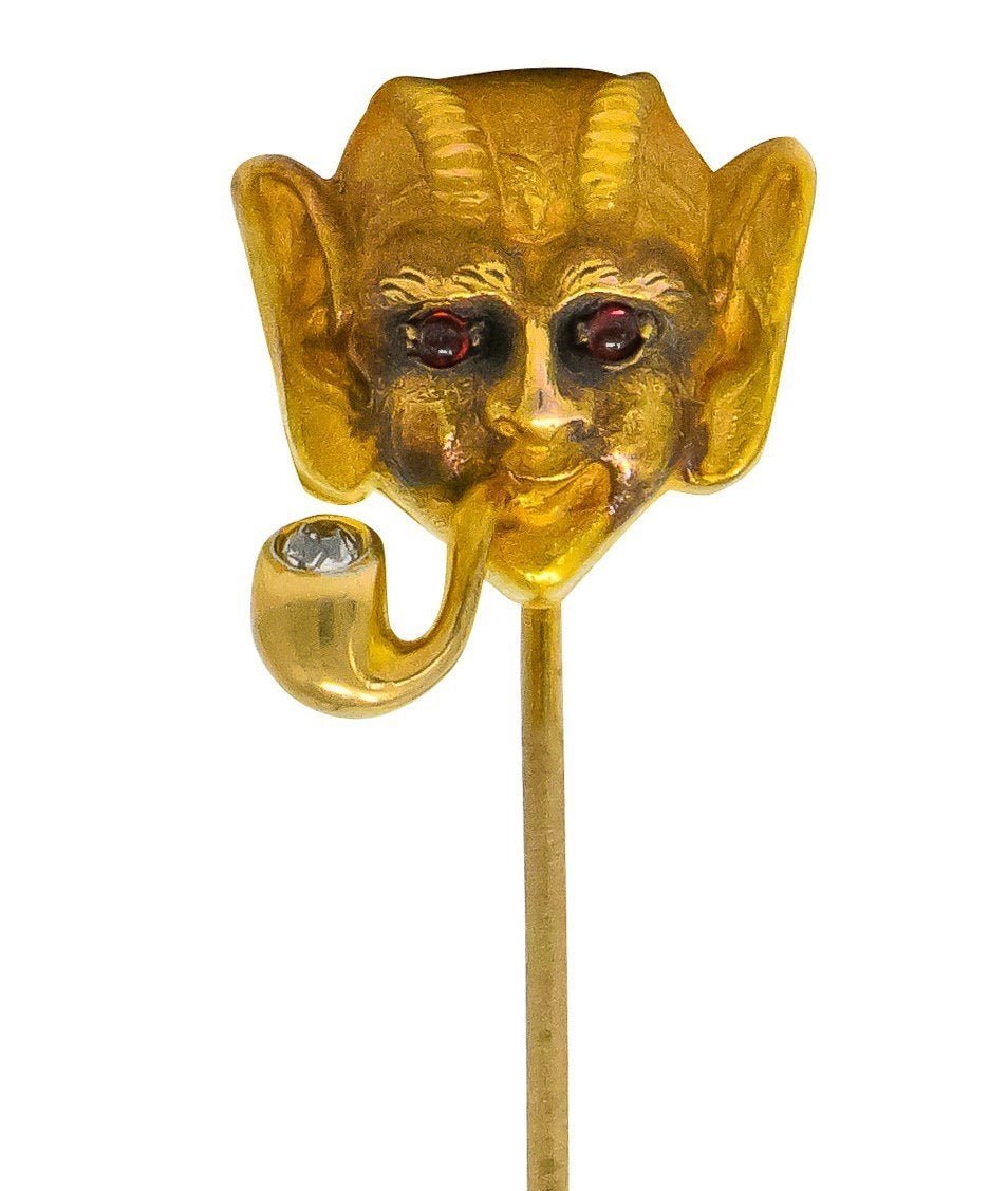 Abel Bros. & Co. Victorian Ruby Diamond 14 Karat Gold Pan Stickpin - Wilson's Estate Jewelry