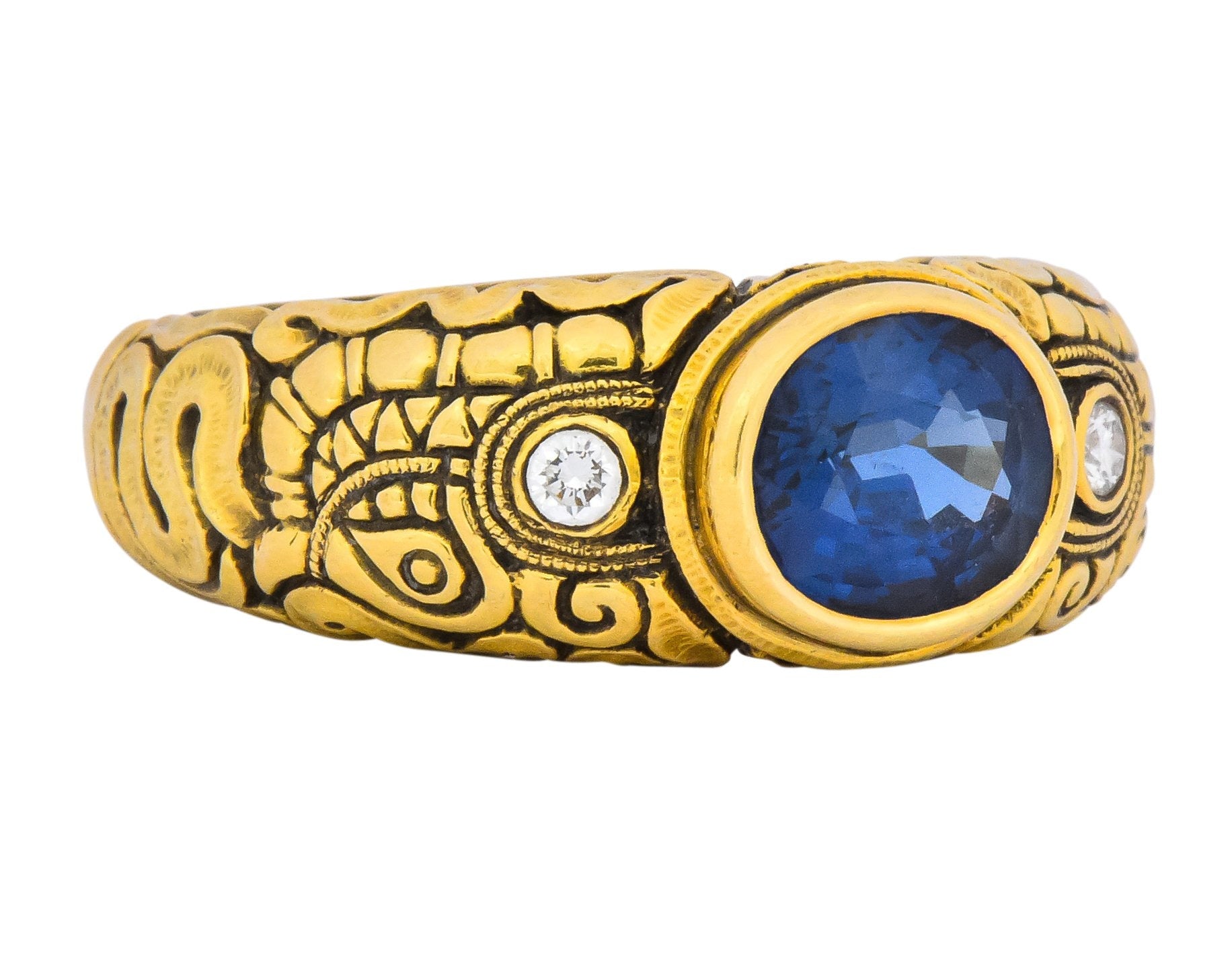 Alex Sepkus 1.58 CTW Sapphire Diamond 18 Karat Gold Dragon Ring - Wilson's Estate Jewelry