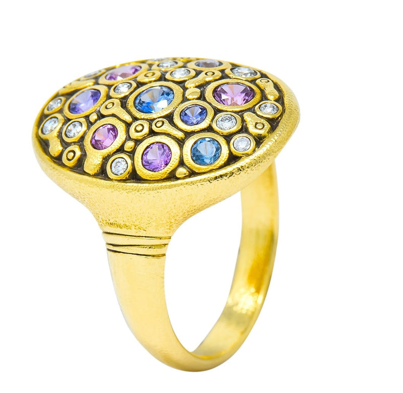 Alex Sepkus 1.80 CTW Diamond Multi-Sapphire 18 Karat Gold Constellation Ring - Wilson's Estate Jewelry