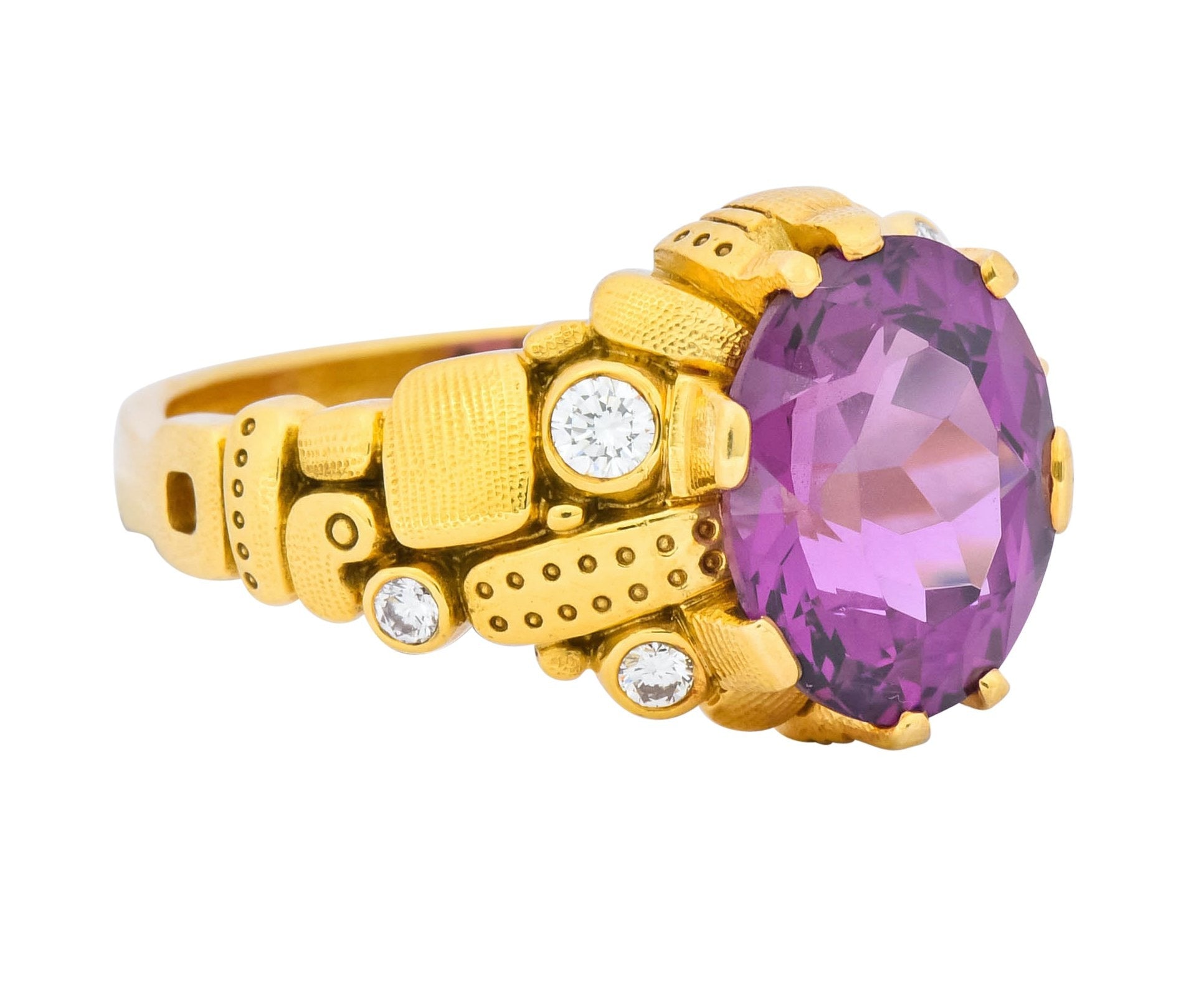 Alex Sepkus 3.92 CTW Rhodolite Garnet Diamond 18 Karat Gold Ring - Wilson's Estate Jewelry