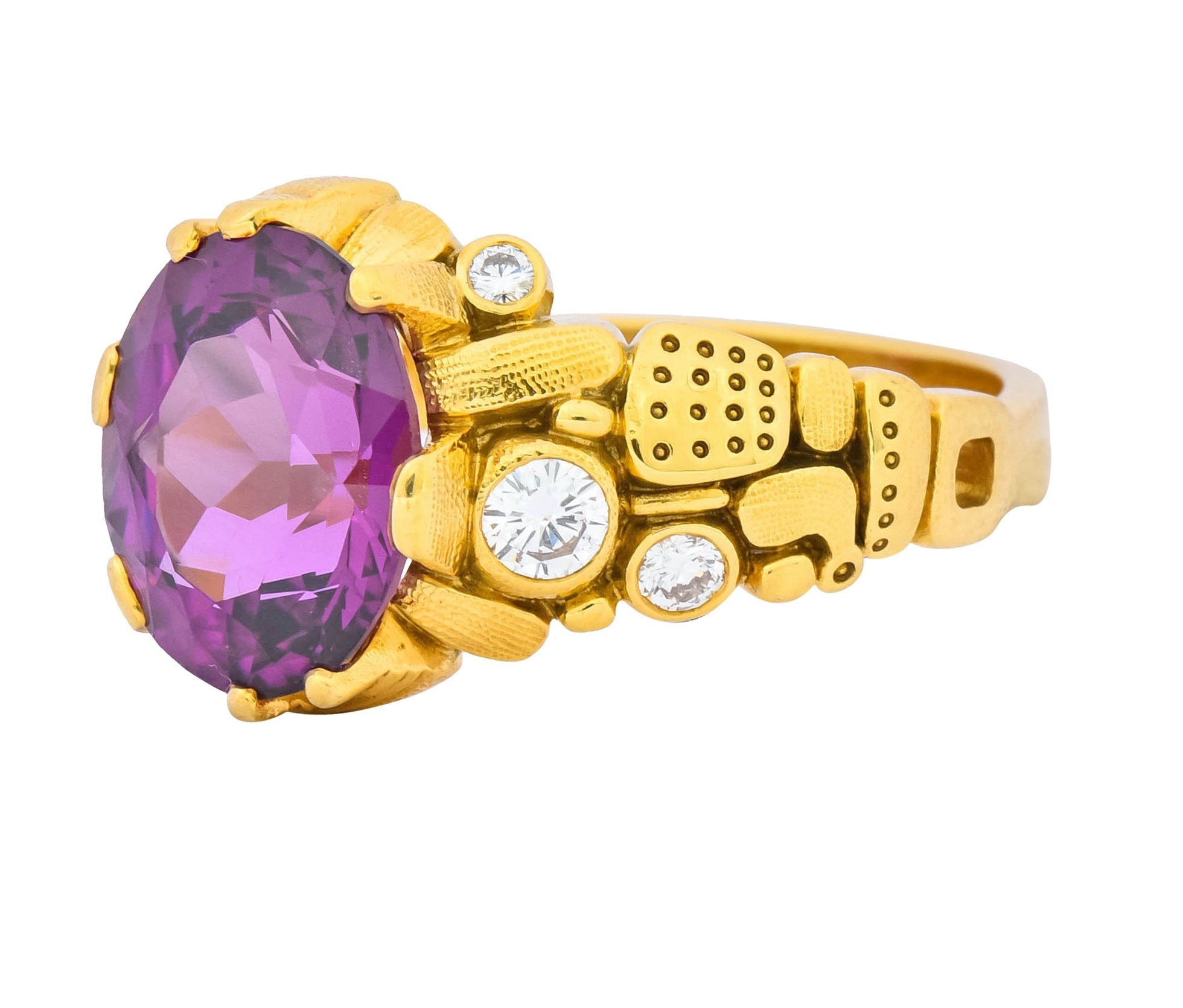 Alex Sepkus 3.92 CTW Rhodolite Garnet Diamond 18 Karat Gold Ring - Wilson's Estate Jewelry