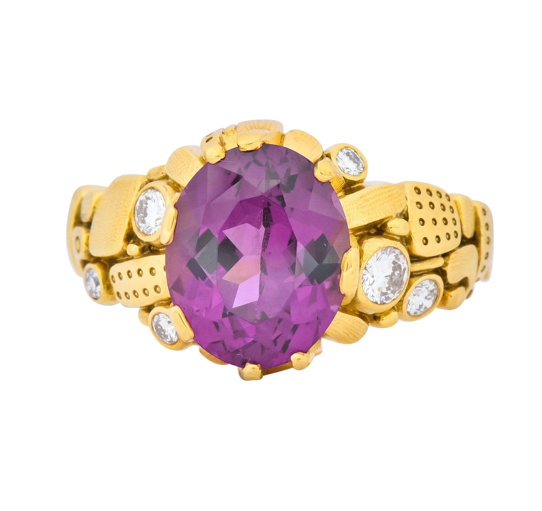 Alex Sepkus 3.92 CTW Rhodolite Garnet Diamond 18 Karat Gold Ring - Wilson's Estate Jewelry