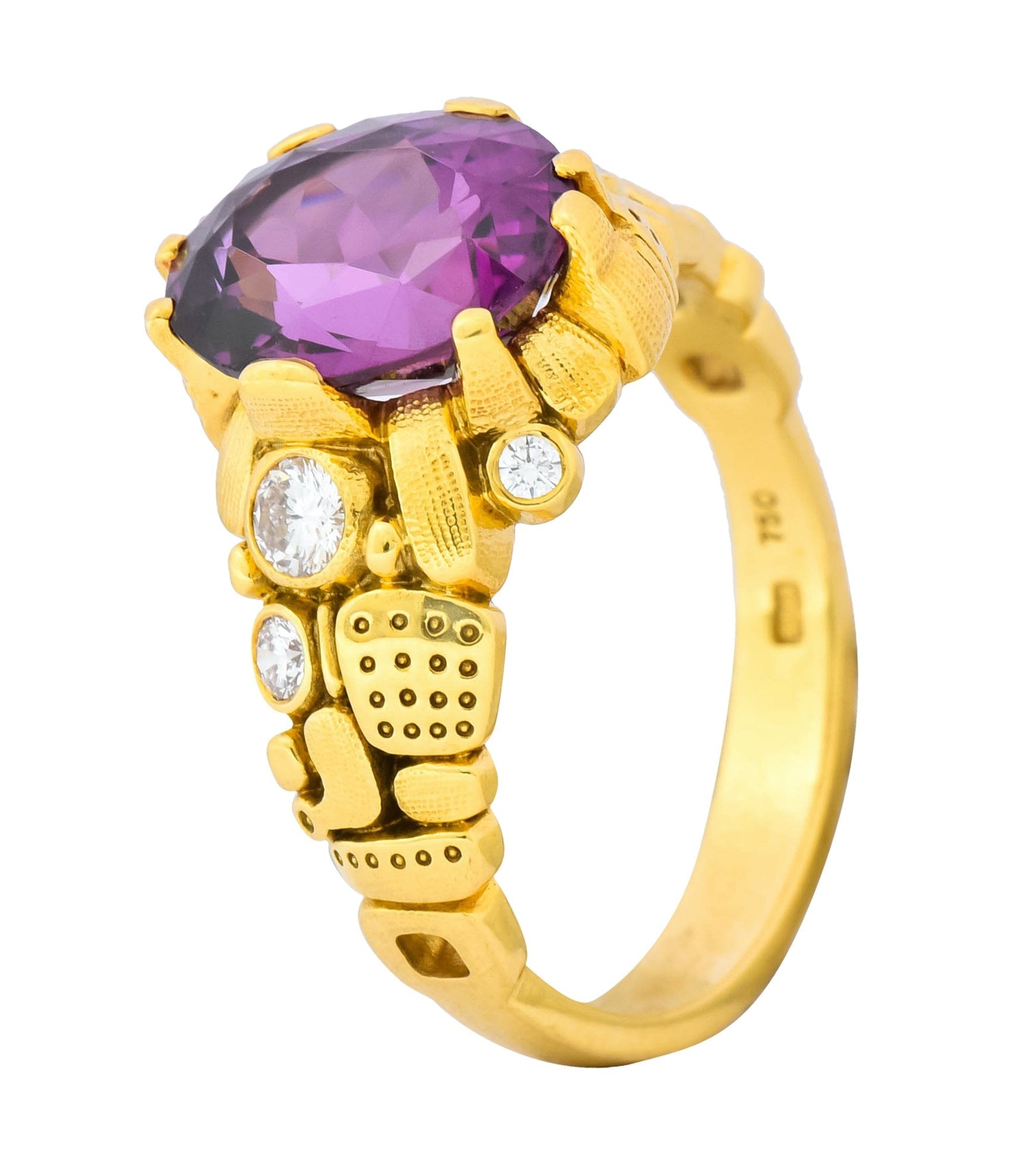 Alex Sepkus 3.92 CTW Rhodolite Garnet Diamond 18 Karat Gold Ring - Wilson's Estate Jewelry