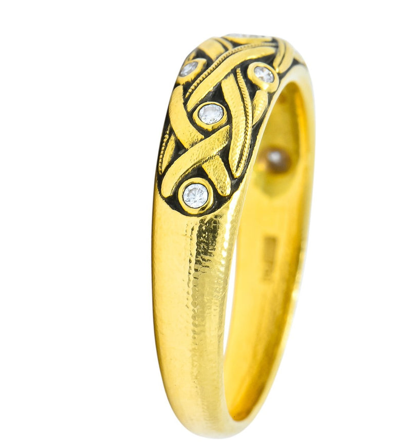 Alex Sepkus Diamond 18 Karat Yellow Gold Band Stackable Ring - Wilson's Estate Jewelry