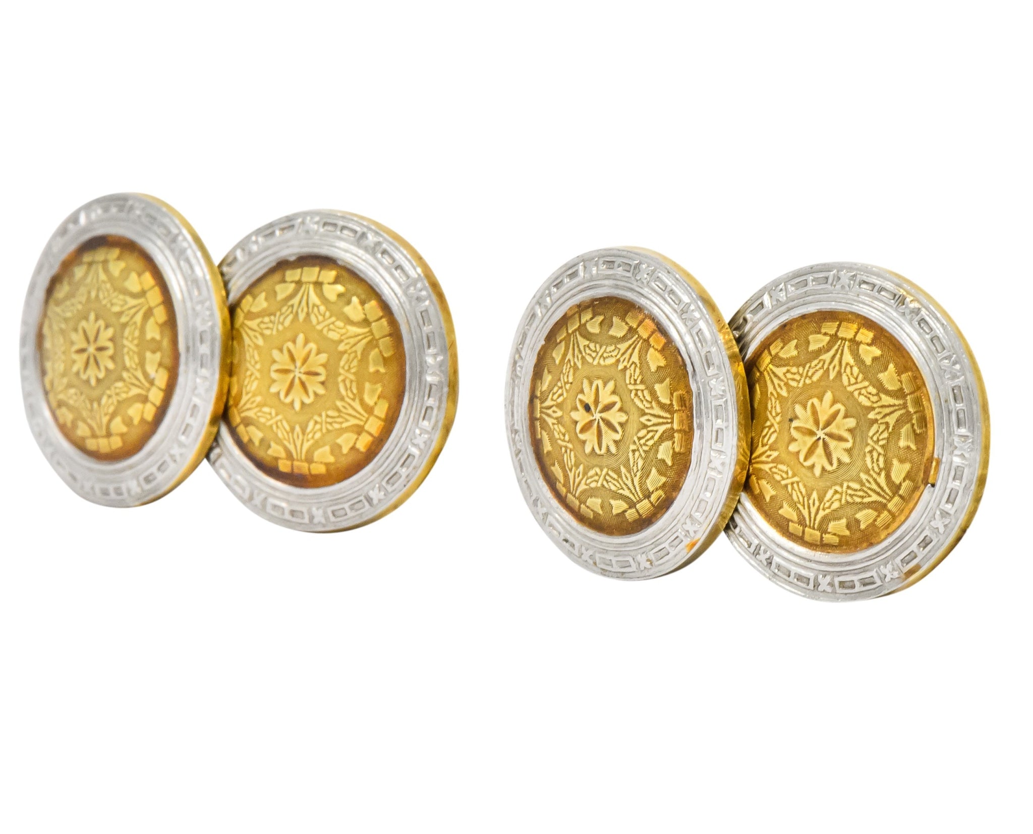 Allsopp-Steller Inc. Edwardian Platinum-Topped 14 Karat Gold Men's Cufflinks - Wilson's Estate Jewelry