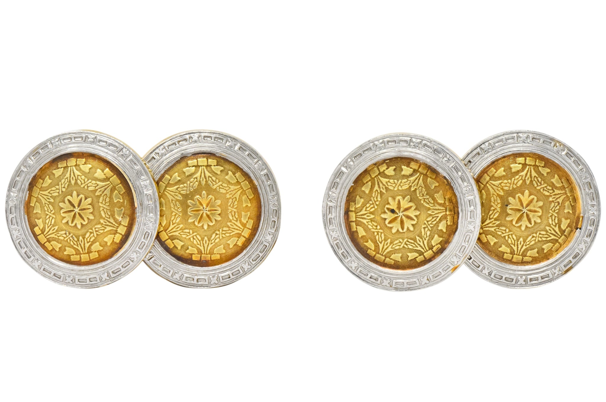 Allsopp-Steller Inc. Edwardian Platinum-Topped 14 Karat Gold Men's Cufflinks - Wilson's Estate Jewelry