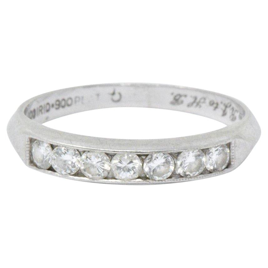 Art Deco 0.35 CTW Diamond Platinum Channel Anniversary Band Ring Wilson's Estate Jewelry