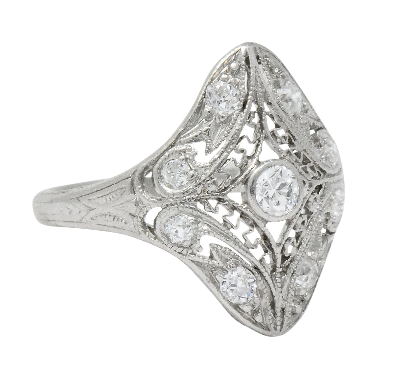 Art Deco 0.43 CTW Diamond Platinum Dinner Ring - Wilson's Estate Jewelry