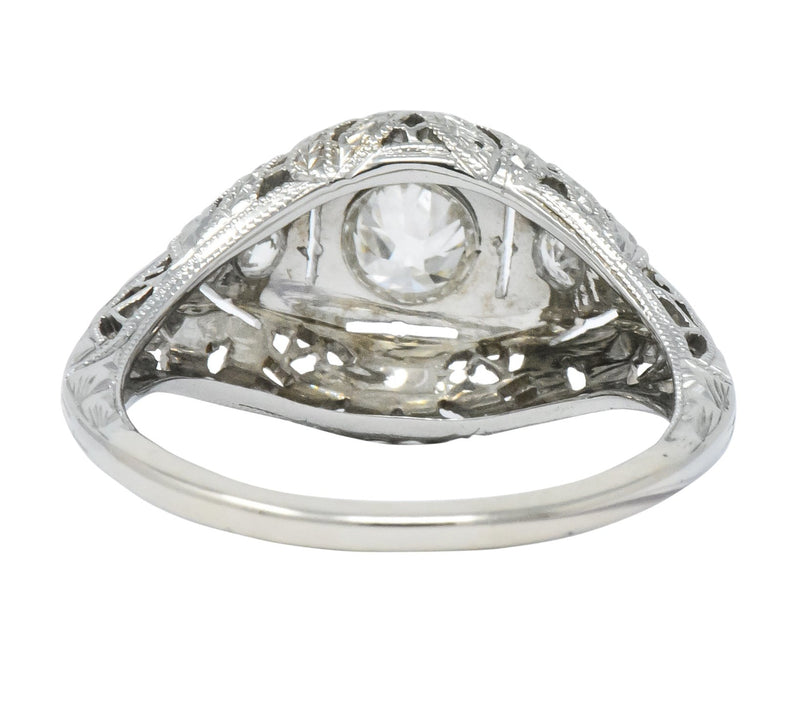 Art Deco 0.48 CTW Diamond 18 Karat White Gold Engagement Ring Wilson's Antique & Estate Jewelry
