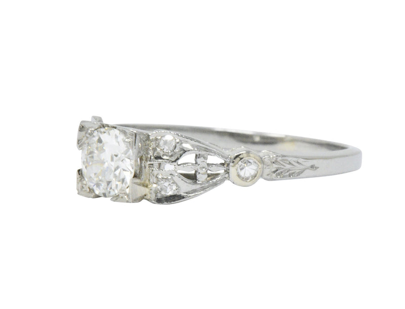 Art Deco 0.50 CTW Diamond 18 Karat White Gold Engagement Ring Wilson's Estate Jewelry