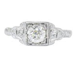 Art Deco 0.53 CTW Diamond 18 Karat White Gold Engagement Ring Wilson's Estate Jewelry