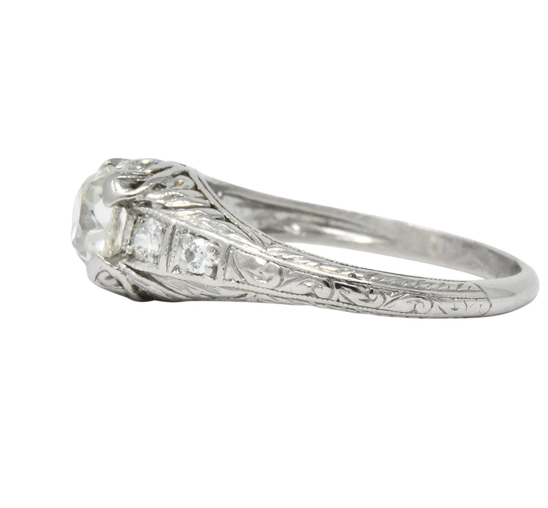 Art Deco 0.70 CTW Diamond Platinum Engagement Ring - Wilson's Estate Jewelry