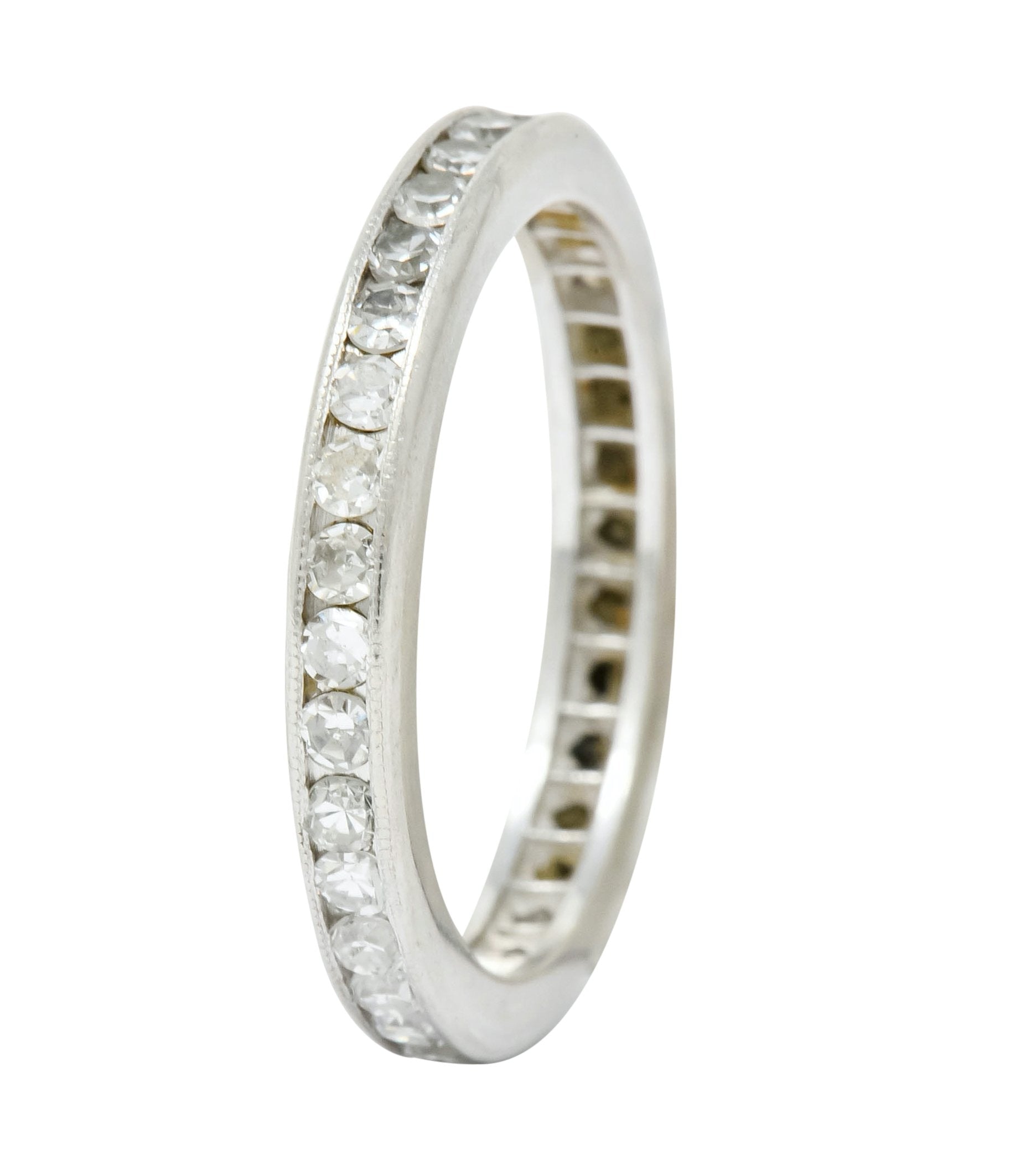 Art Deco 1.00 CTW Diamond Platinum Channel Eternity Band Ring - Wilson's Estate Jewelry