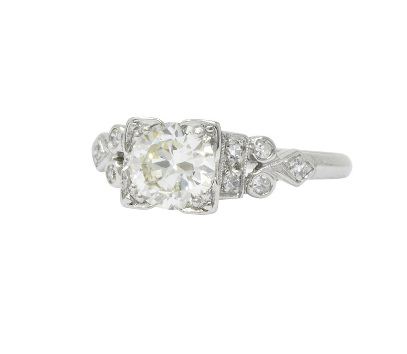Art Deco 1.05 CTW Diamond Platinum Engagement Ring GIA Wilson's Estate Jewelry