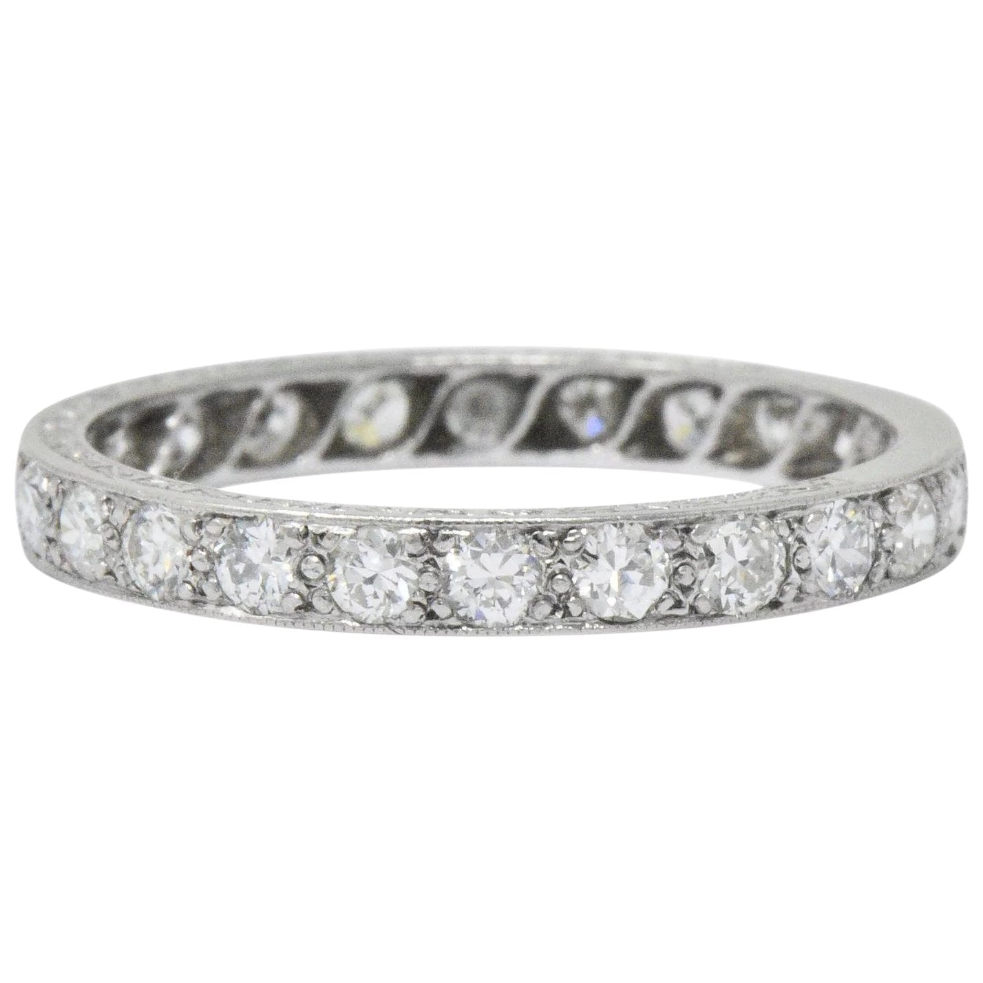 Art Deco 1.20 CTW Diamond Platinum Eternity Stack Band Ring Wilson's Estate Jewelry