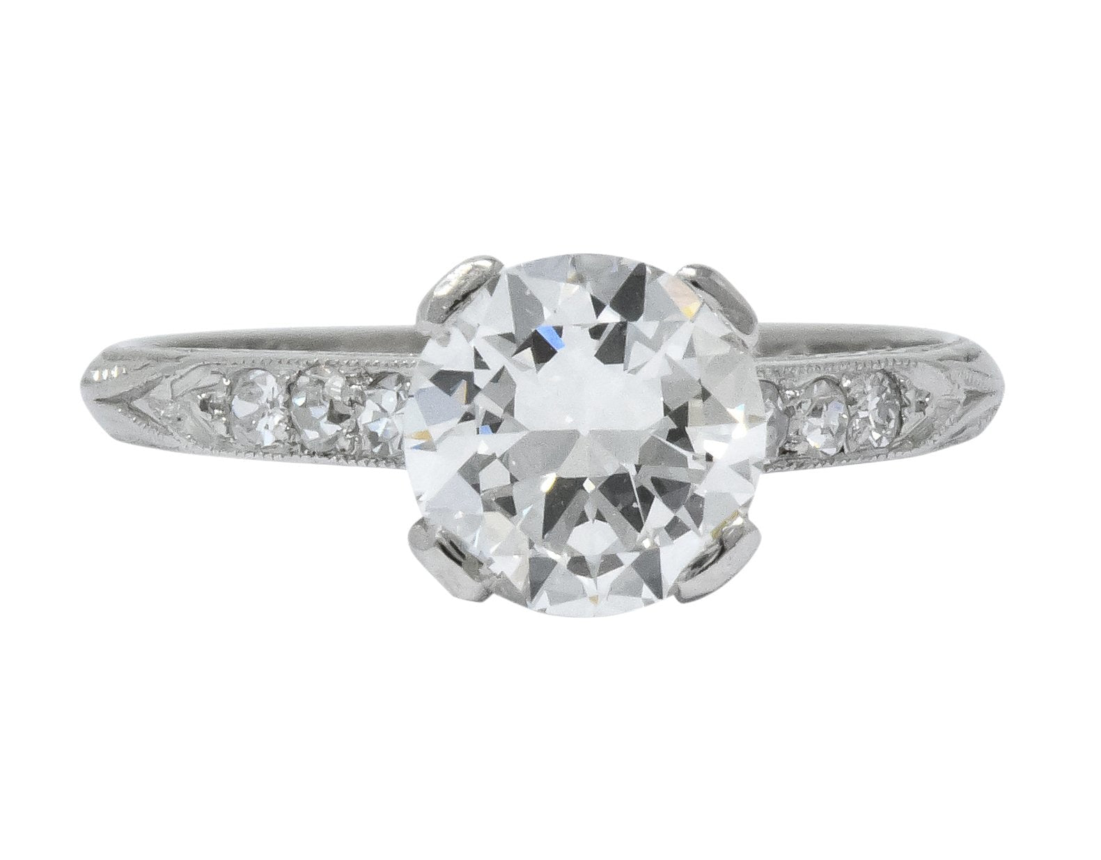 Art Deco 1.20 CTW Transitional Cut Diamond Platinum Engagement Ring GIA - Wilson's Estate Jewelry