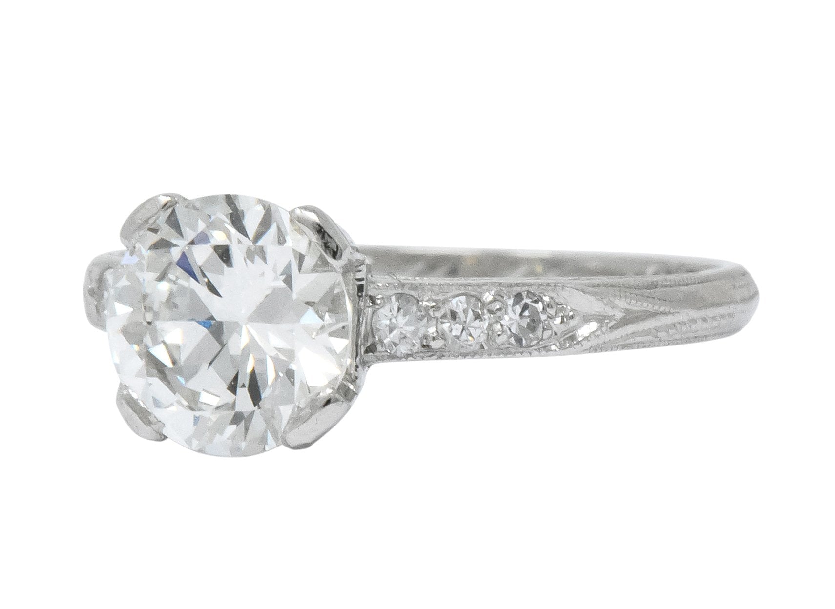 Art Deco 1.20 CTW Transitional Cut Diamond Platinum Engagement Ring GIA - Wilson's Estate Jewelry