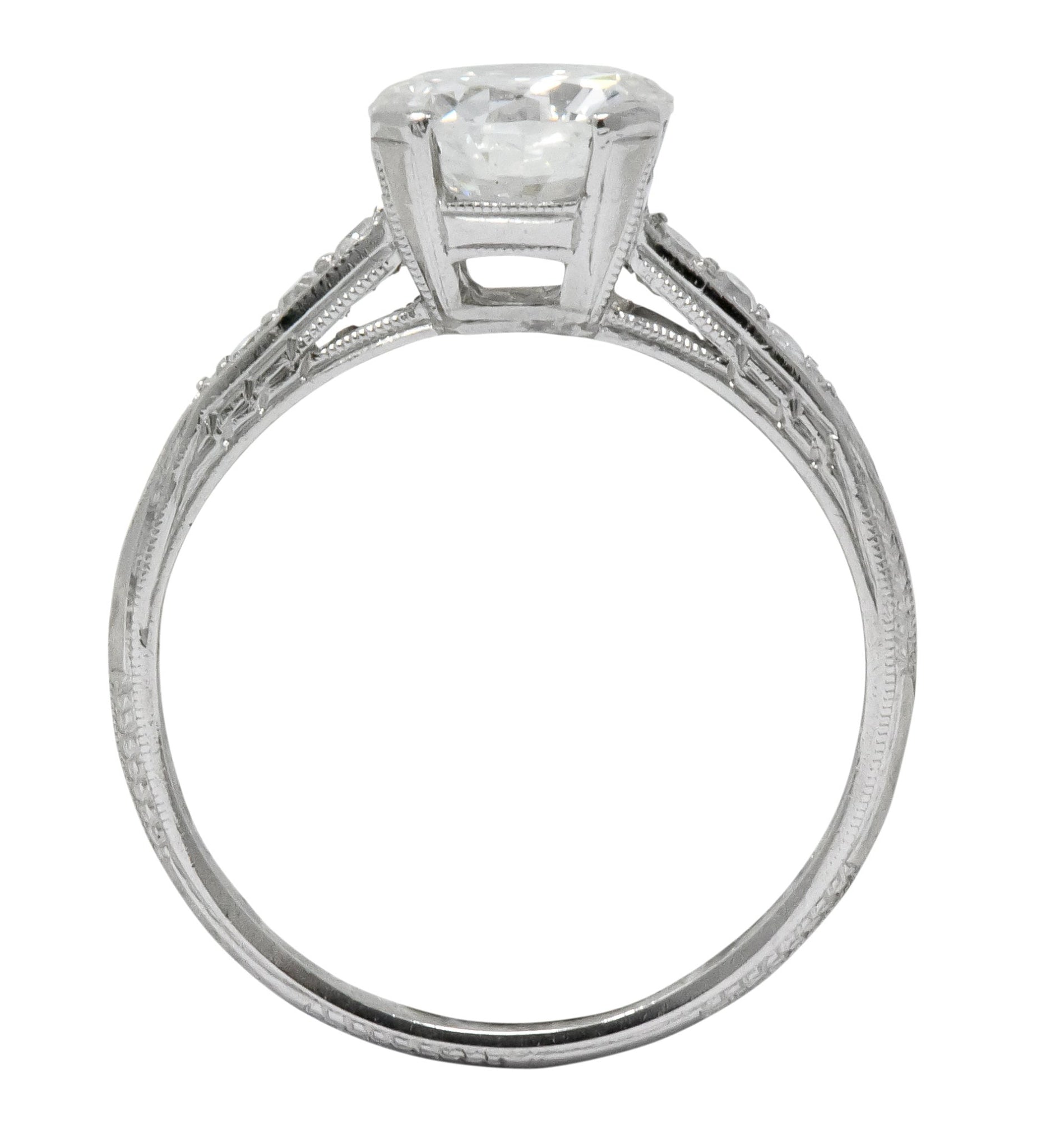 Art Deco 1.20 CTW Transitional Cut Diamond Platinum Engagement Ring GIA - Wilson's Estate Jewelry