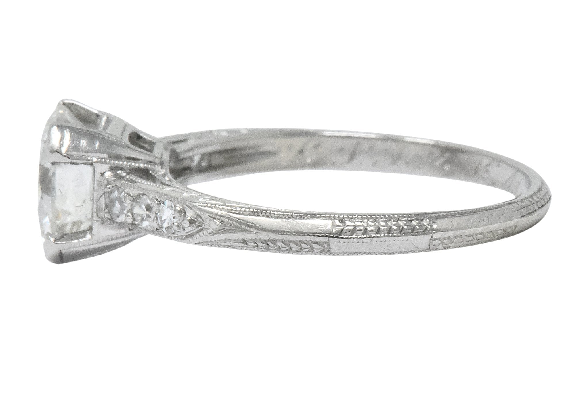 Art Deco 1.20 CTW Transitional Cut Diamond Platinum Engagement Ring GIA - Wilson's Estate Jewelry